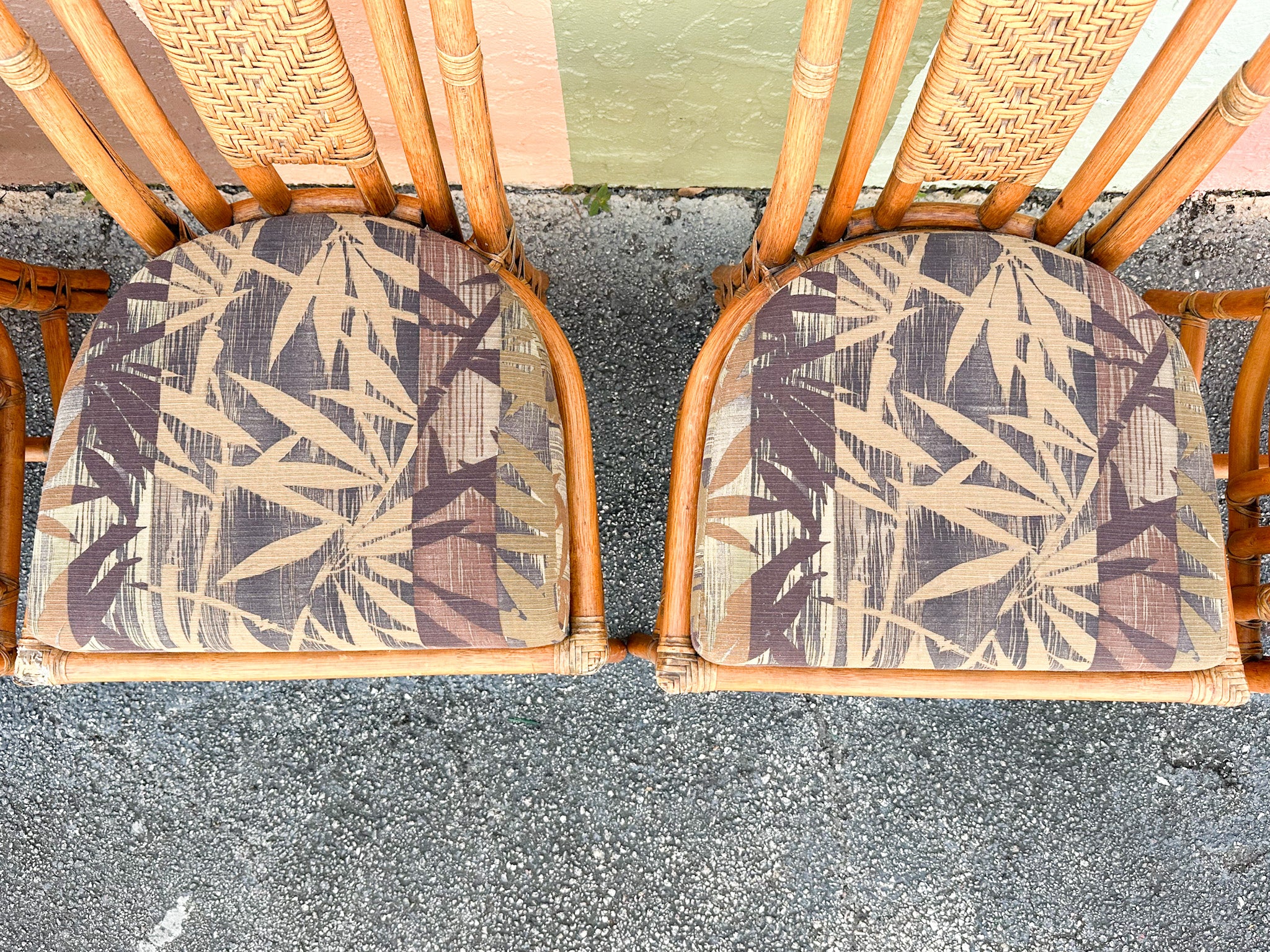 Set of Six Rattan Pagoda Dining Chairs - Image 7
