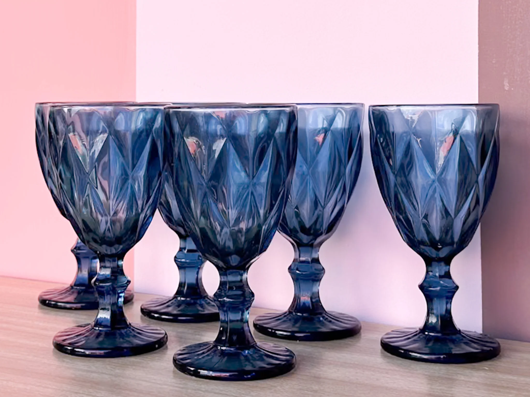 Set of Six Mediterranean Blue Goblets - Image 4