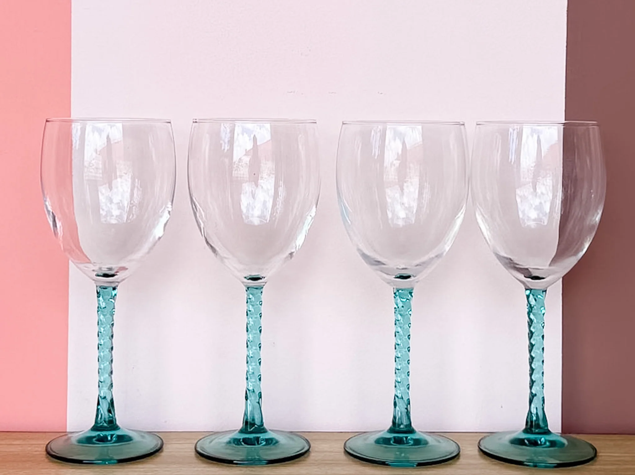 Set of Ten Teal Wine Glasses - Image 4