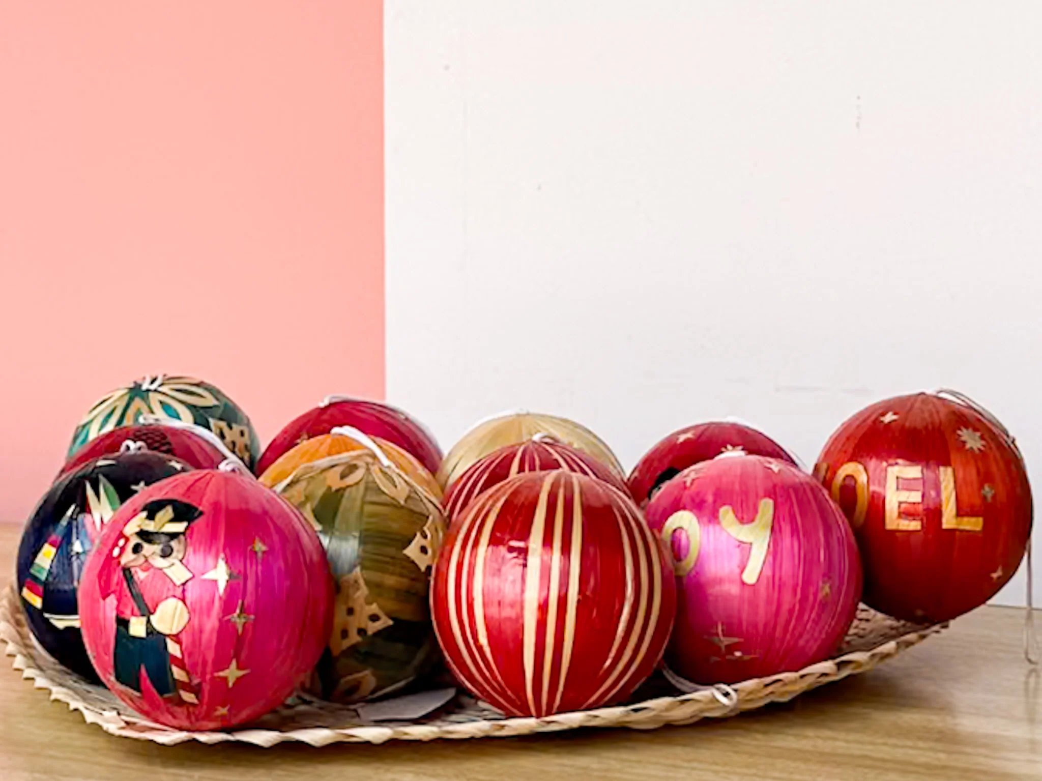 Set of Thirteen Bamboo Christmas Ornaments - Image 4