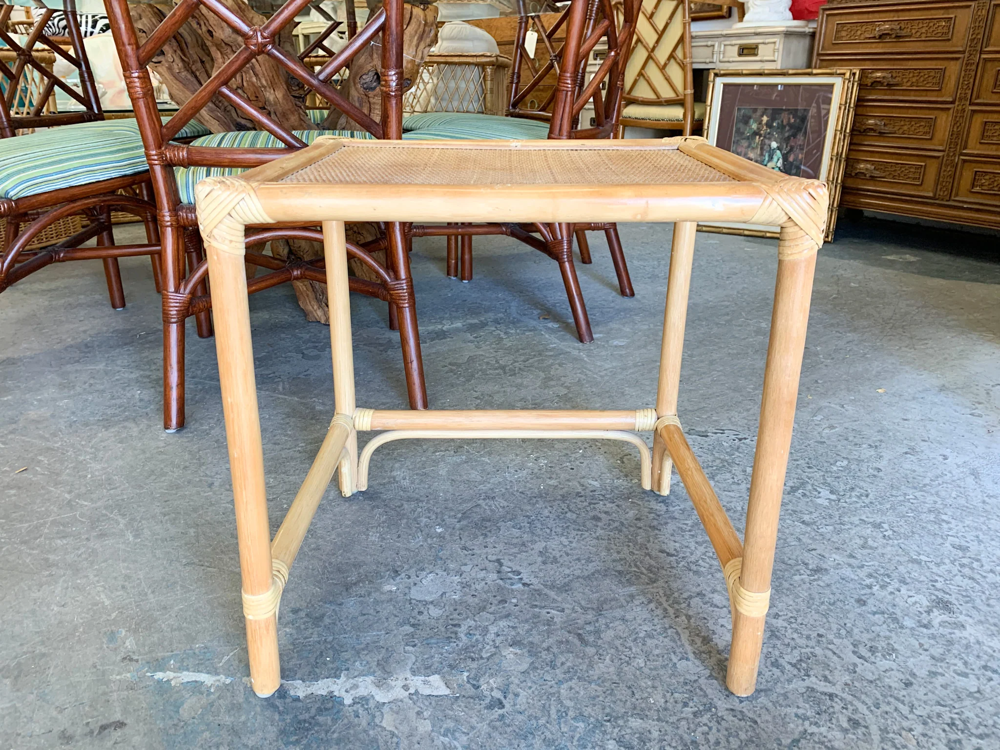 Set of Three Chippendale Rattan Nesting Tables - Image 6