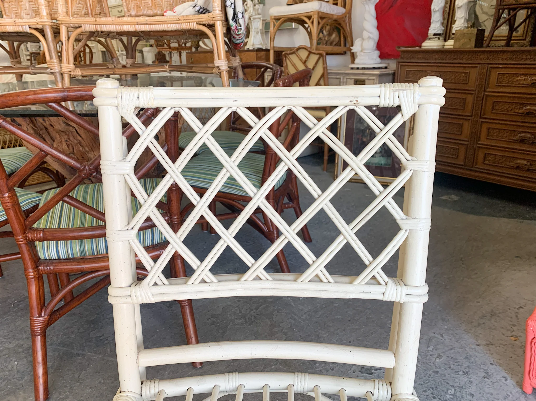 Set of Three Ficks Reed Diamond Back Chairs - Image 4