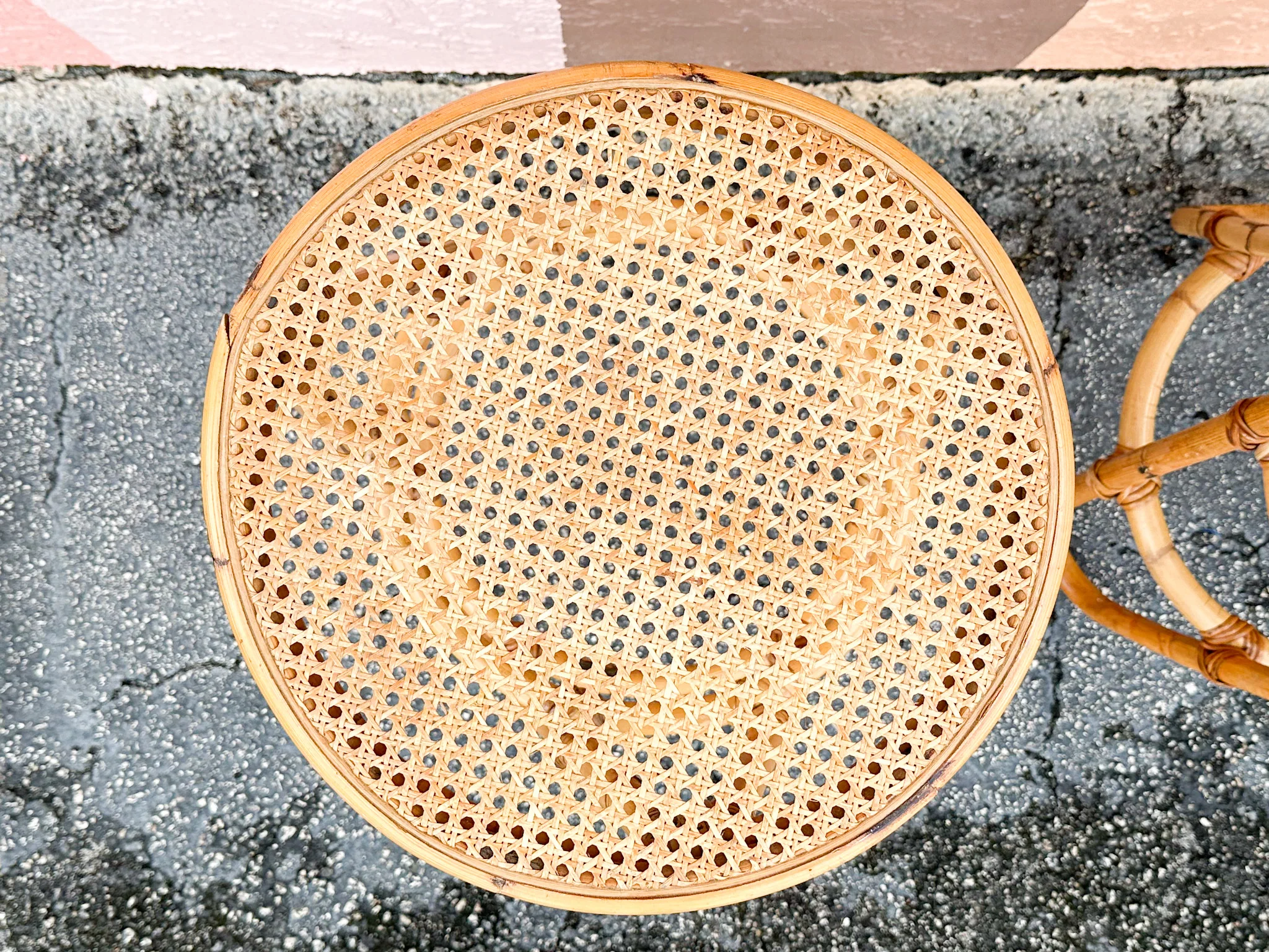 Set of Three Old Florida Cane and Rattan Bar Stools - Image 5