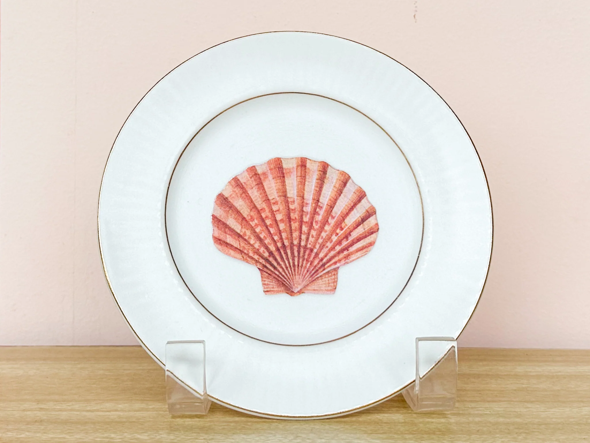 Set of Three Petite Decoupage Shell Plates - Image 4