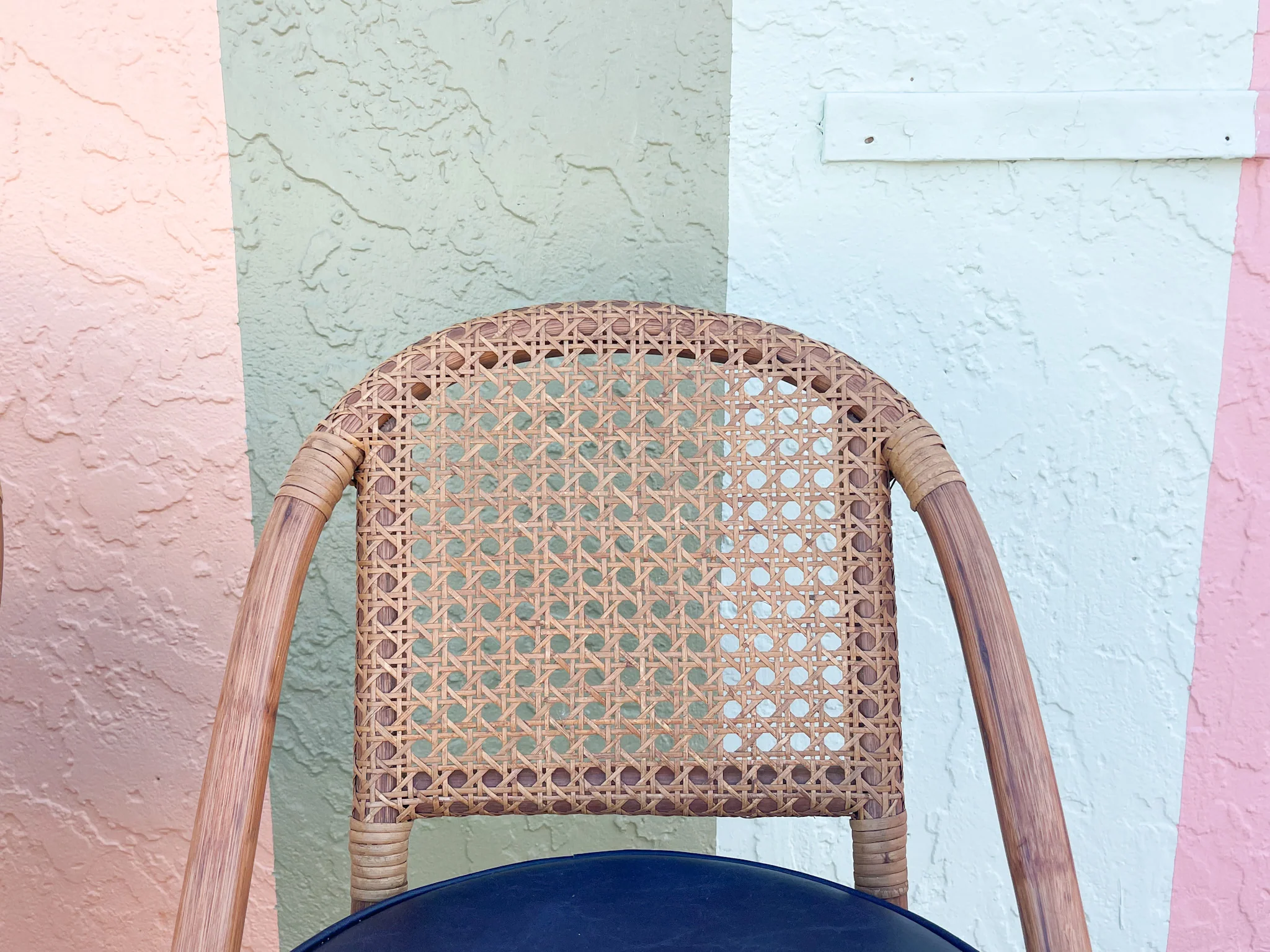 Set of Three Rattan and Cane Bar Stools - Image 7