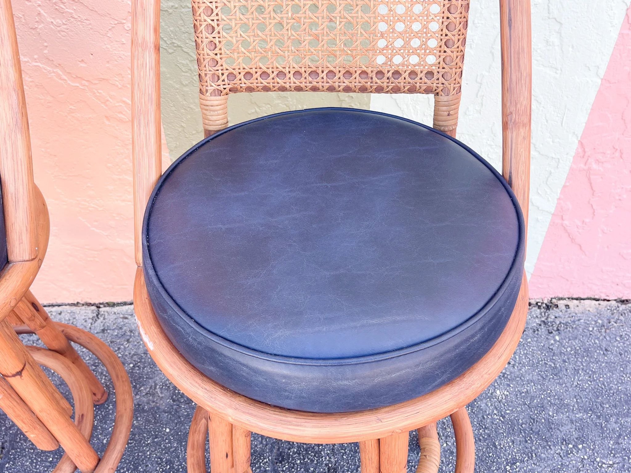Set of Three Rattan and Cane Bar Stools - Image 8