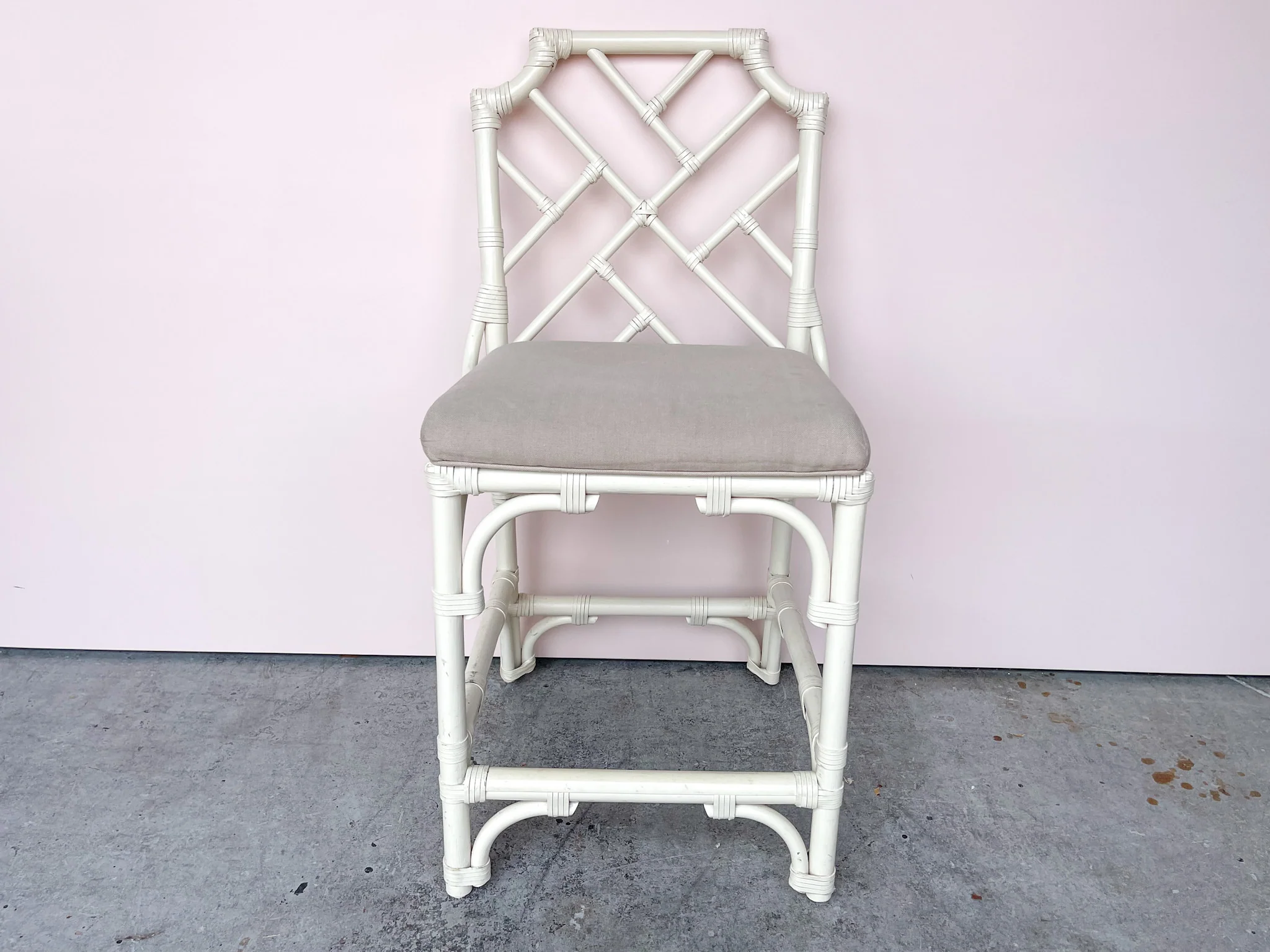 Set of Three Rattan Chippendale Stools - Image 7