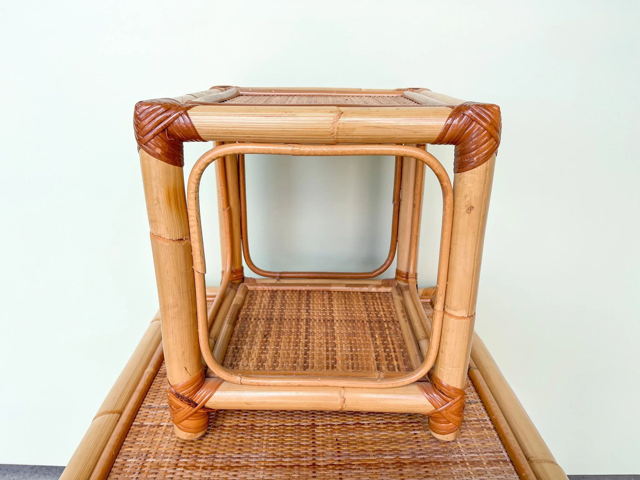 Set of Three Rattan Nesting Tables - Image 4