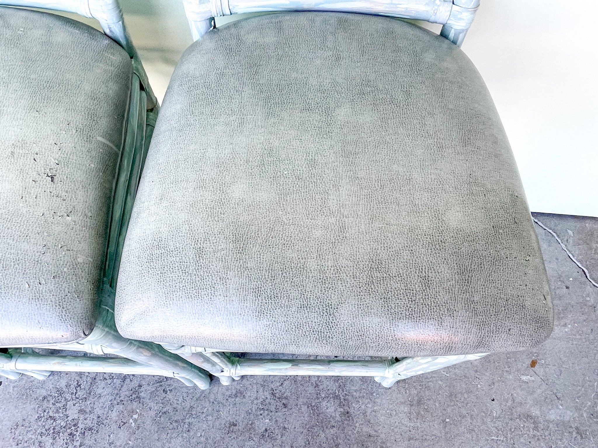 Set of Three Seagreen Rattan Bar Stools - Image 8