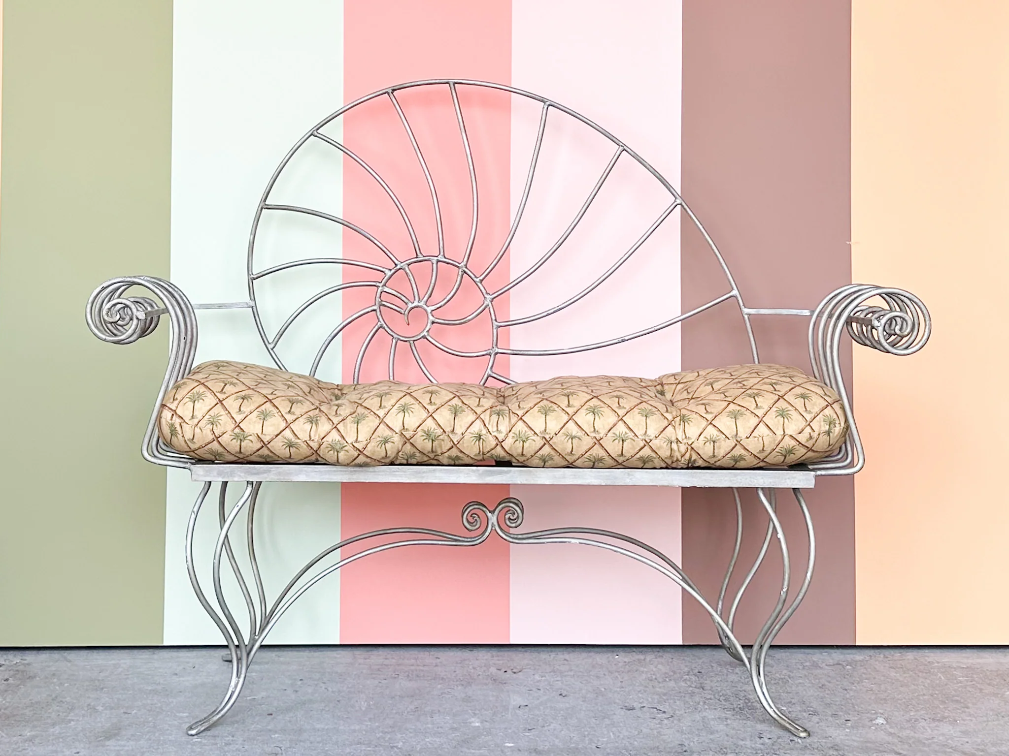 Shell Chic Wrought Iron Bench - Image 2