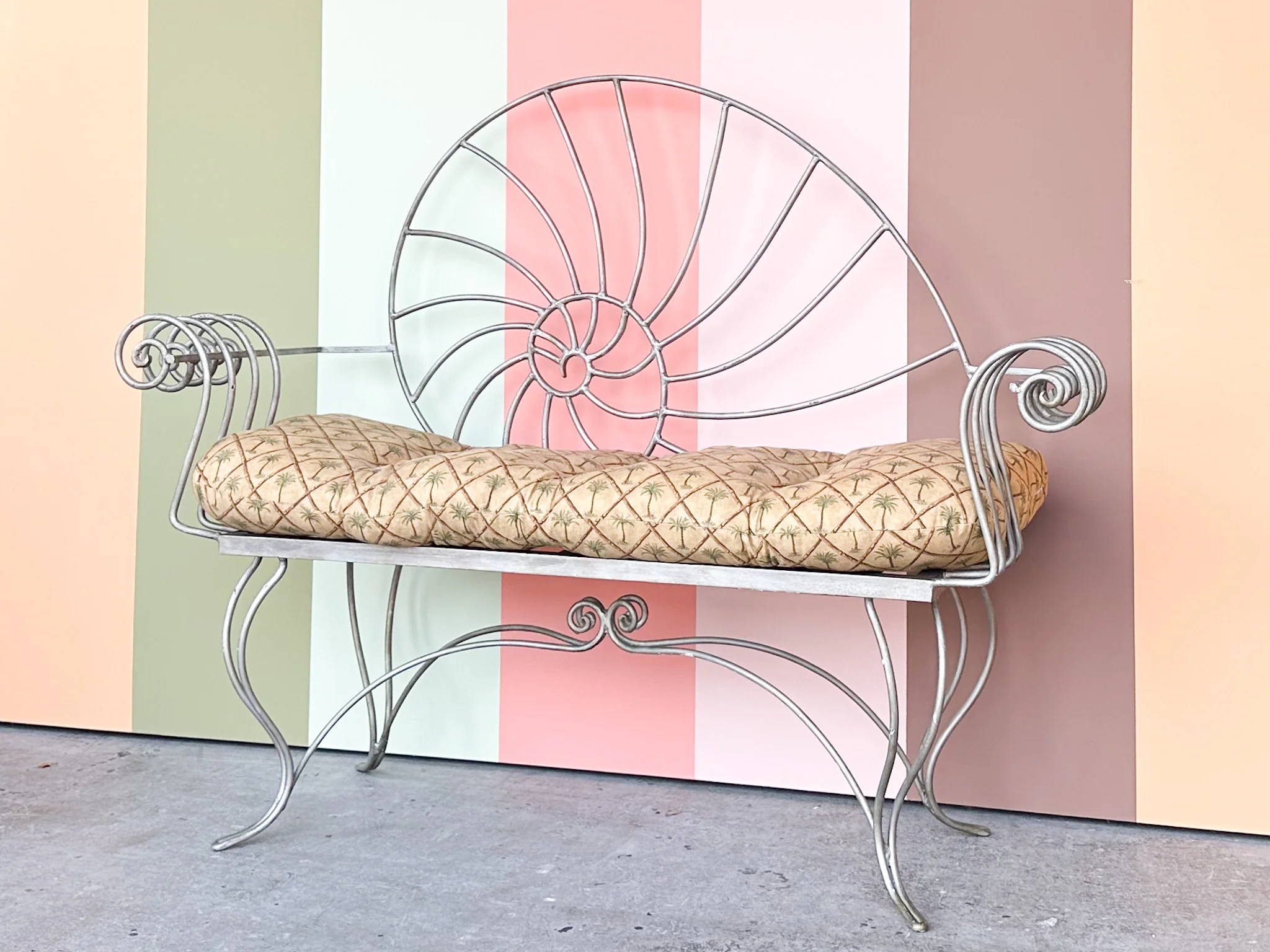 Shell Chic Wrought Iron Bench - Image 3