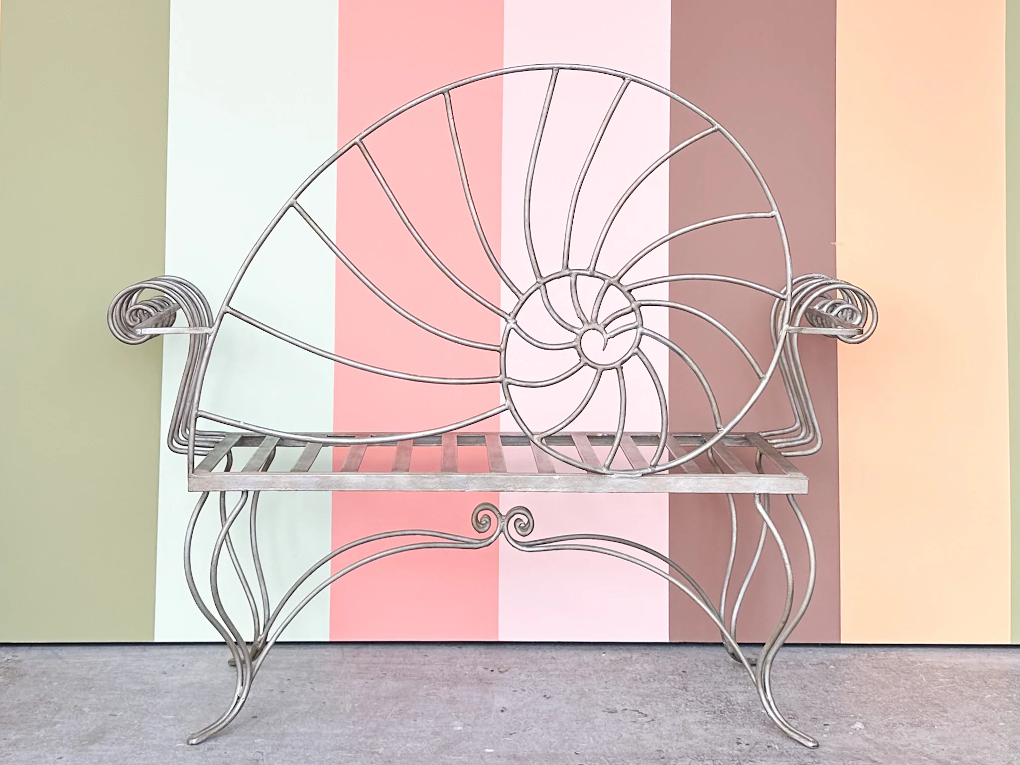 Shell Chic Wrought Iron Bench - Image 4