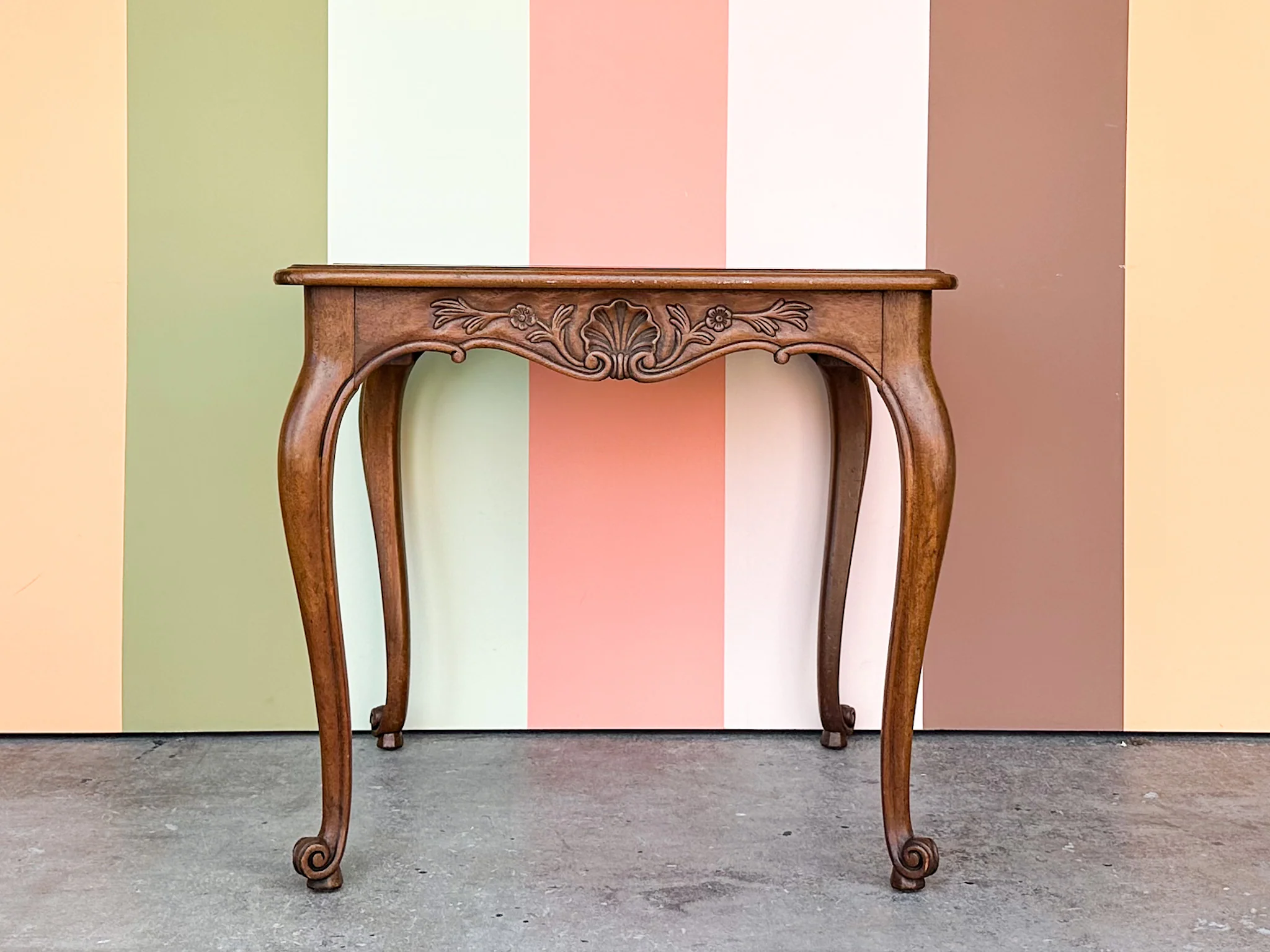 Drexel Shell Motif Wood Game Table