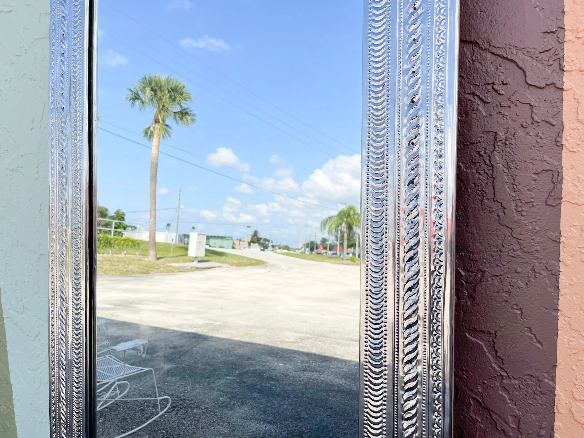 Silver Pressed Metal Statement Mirror - Image 3