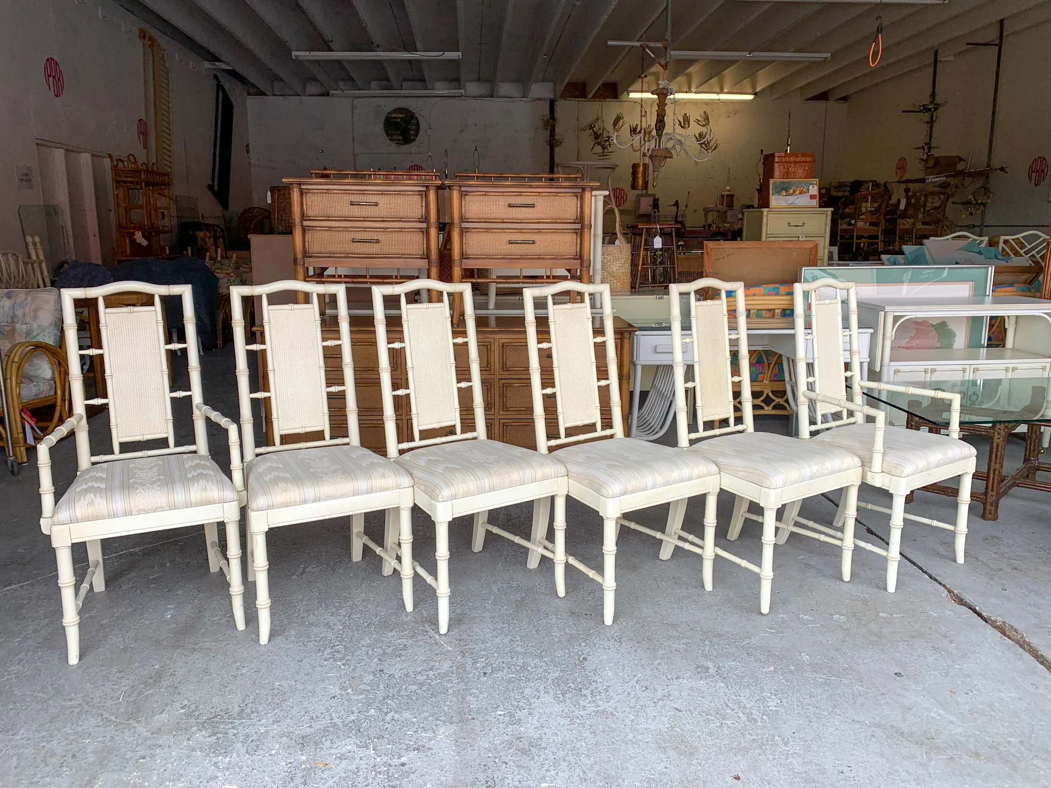 Six Palm Beach Faux Bamboo Dining Chairs - Image 2