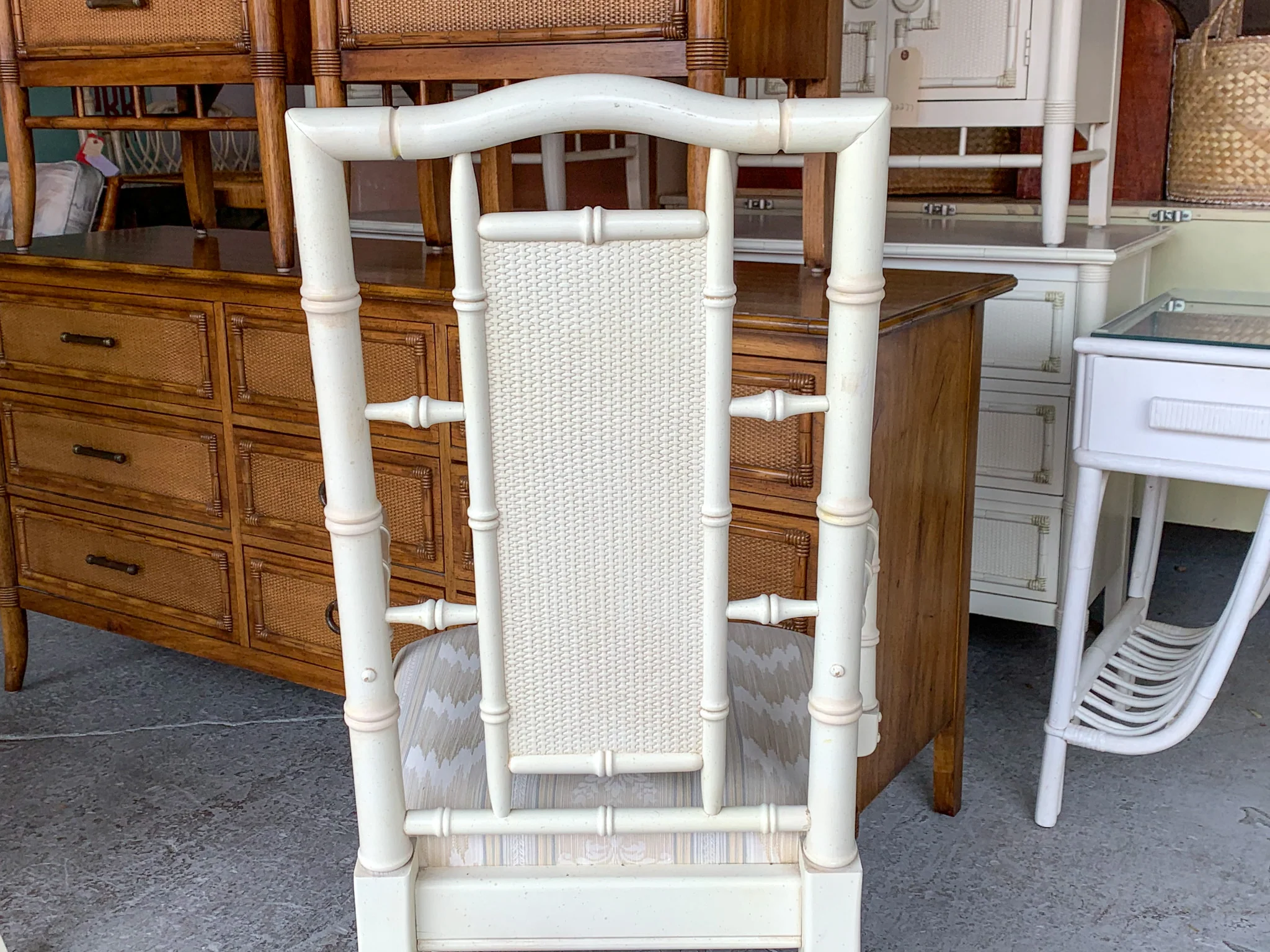 Six Palm Beach Faux Bamboo Dining Chairs - Image 6
