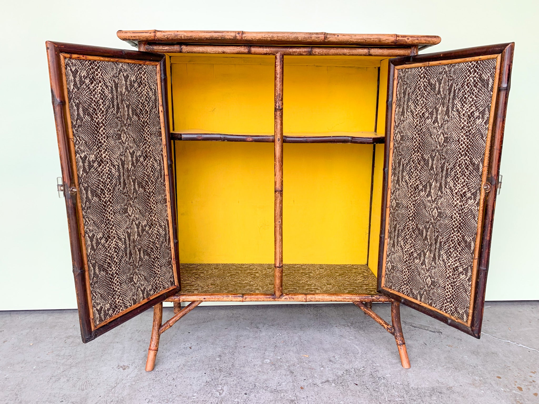Snakeskin Burnt Bamboo Cabinet - Image 7
