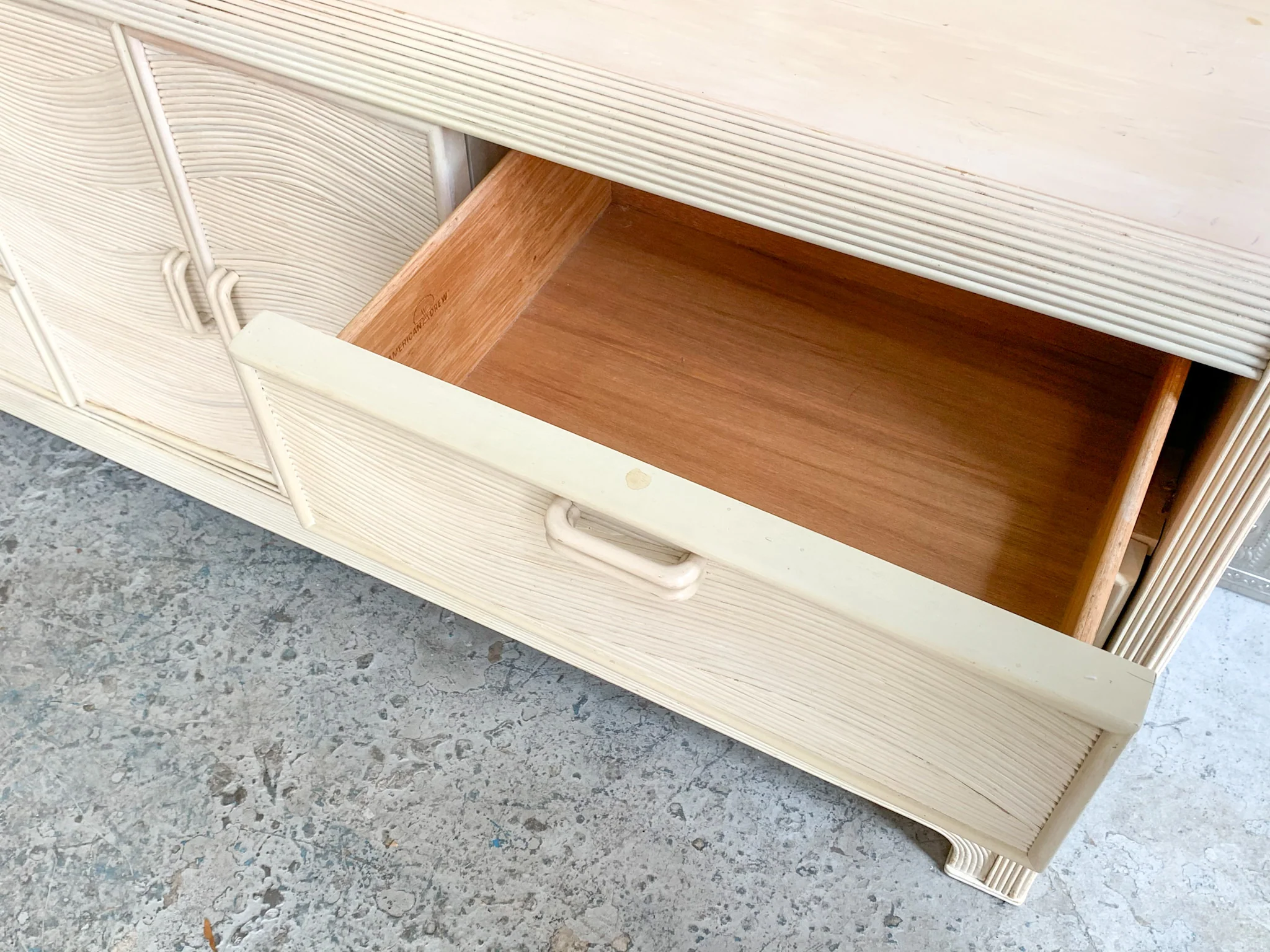 Spilt Reed Wave Rattan Credenza - Image 5