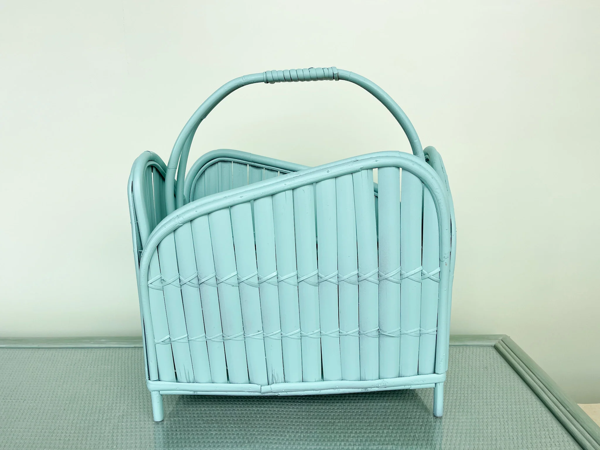Robin Egg Blue Split Bamboo Magazine Rack - Image 4