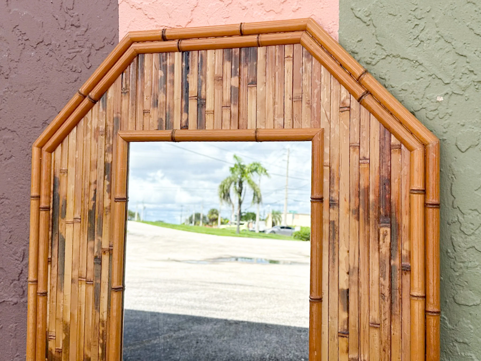 Split Bamboo Octagon Mirror - Image 2