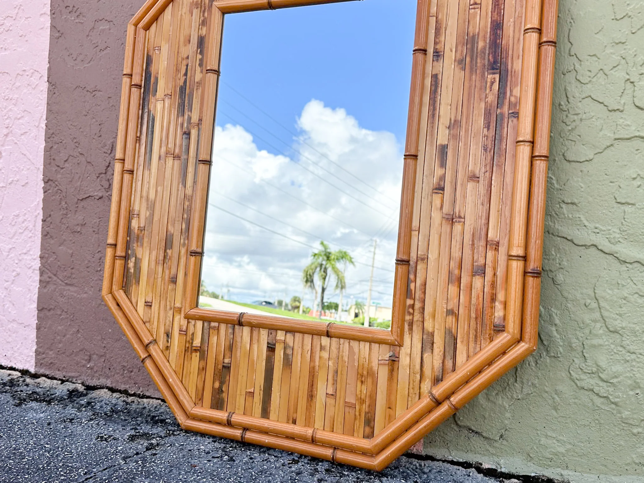 Split Bamboo Octagon Mirror - Image 3
