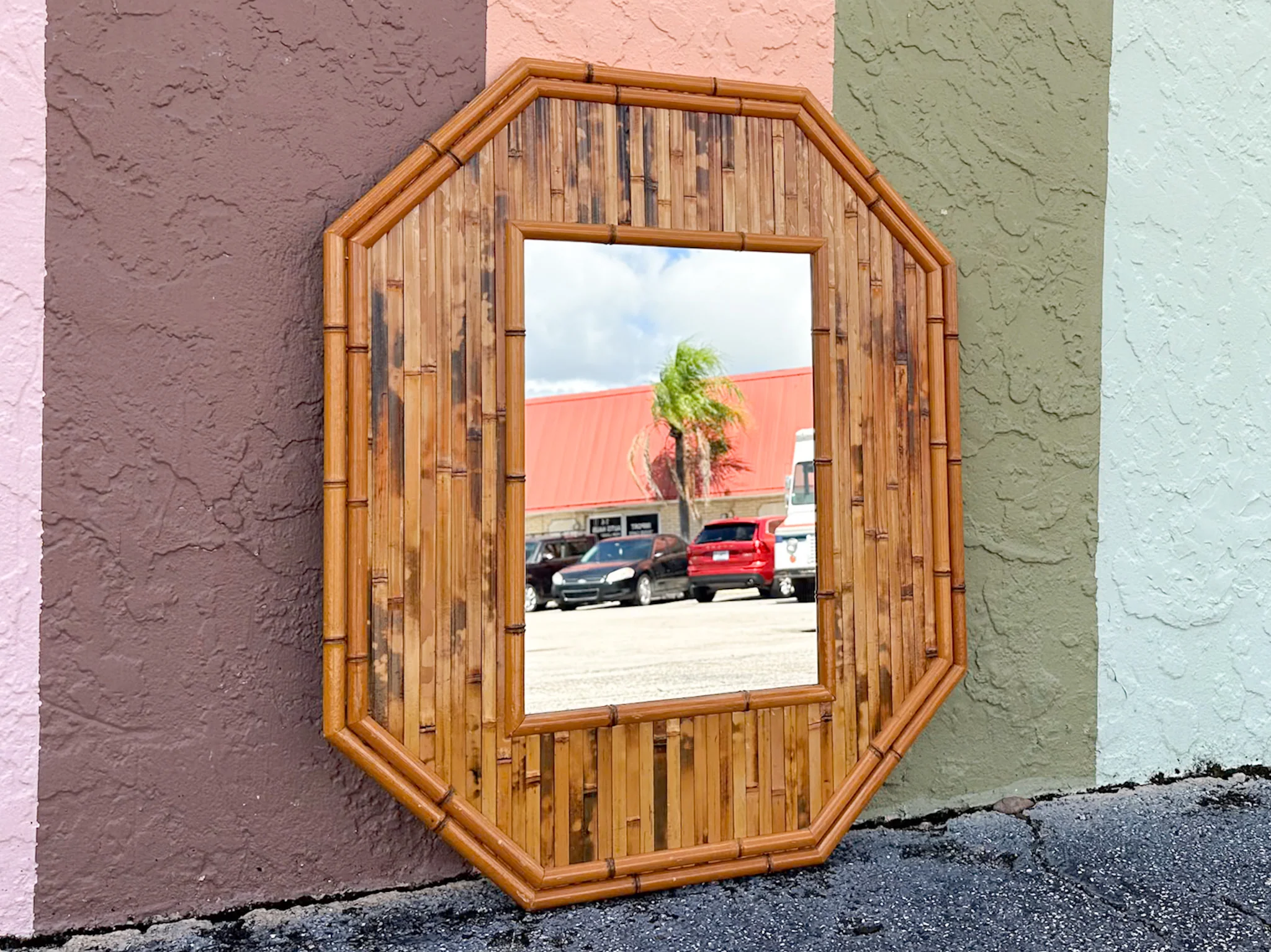 Split Bamboo Octagon Mirror - Image 5