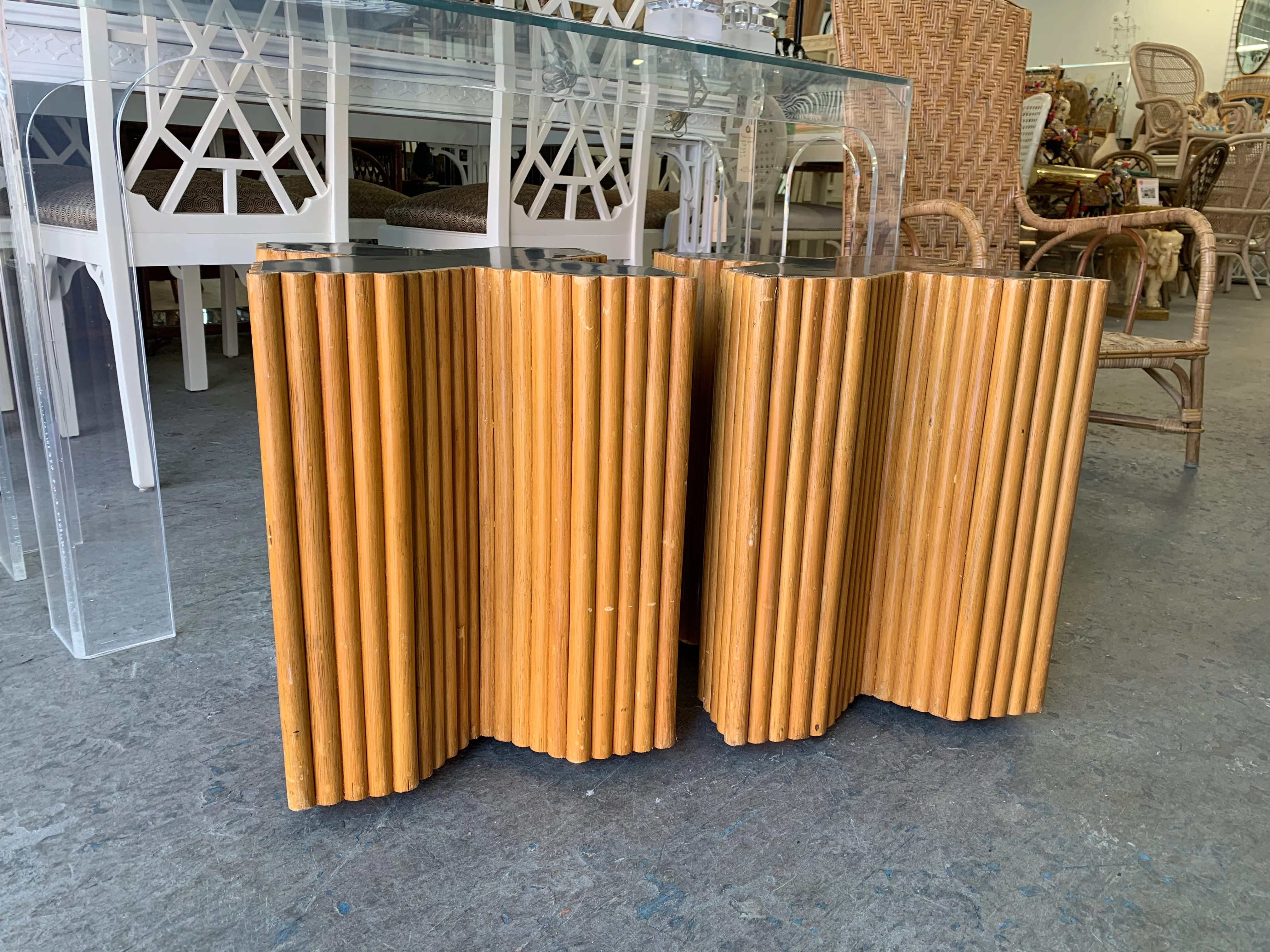 Split Reed Cross End Tables - Image 4