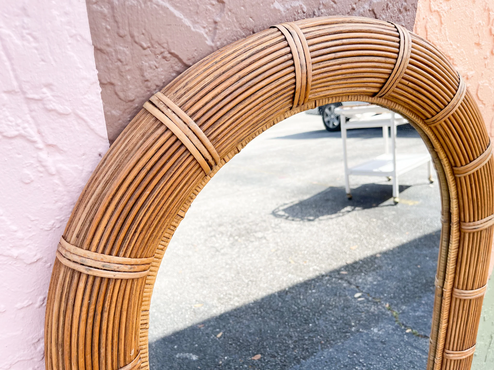 Pencil Reed Rattan Arch Mirror - Image 3