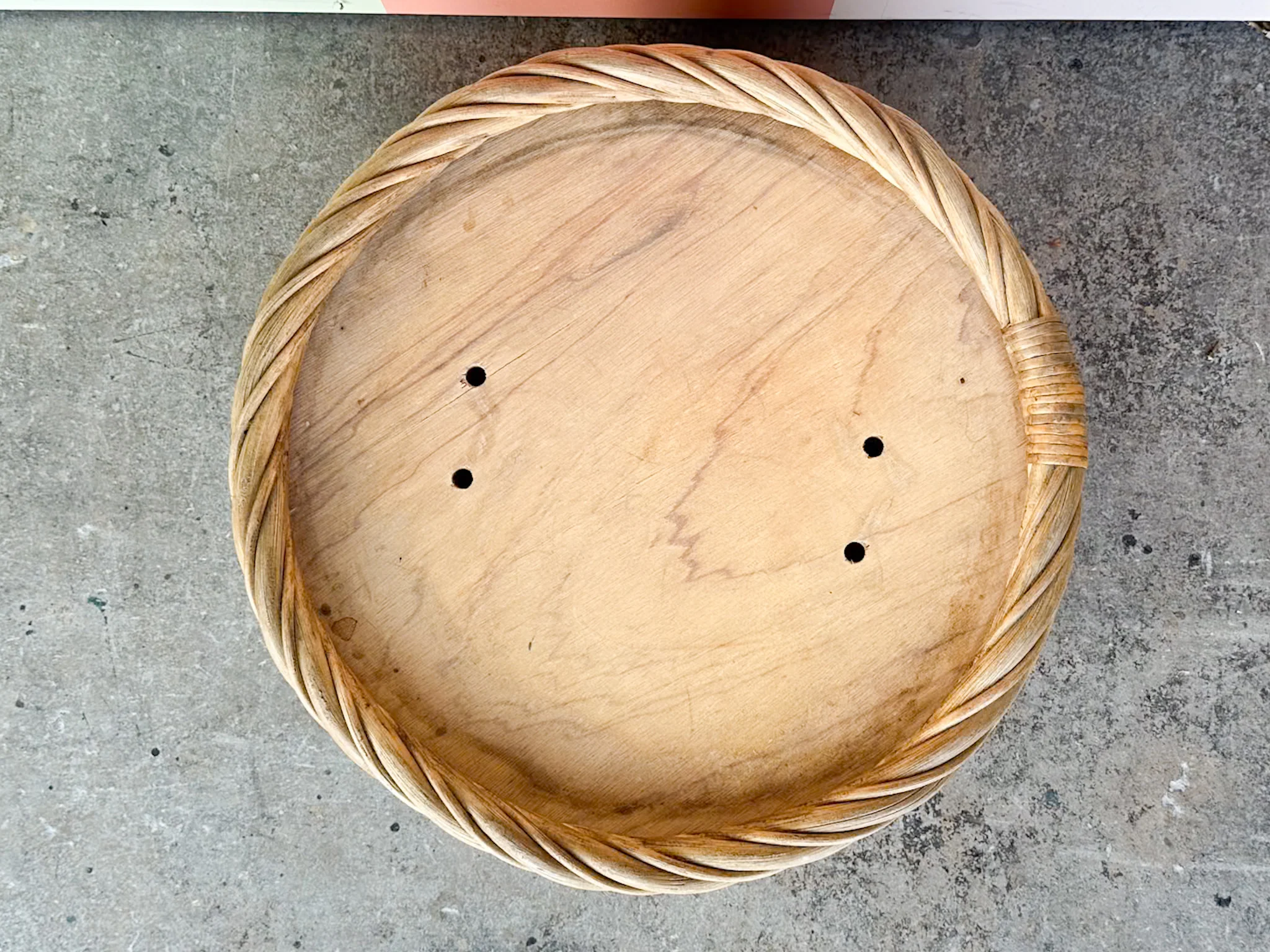 Stacked Rattan Ottoman - Image 3