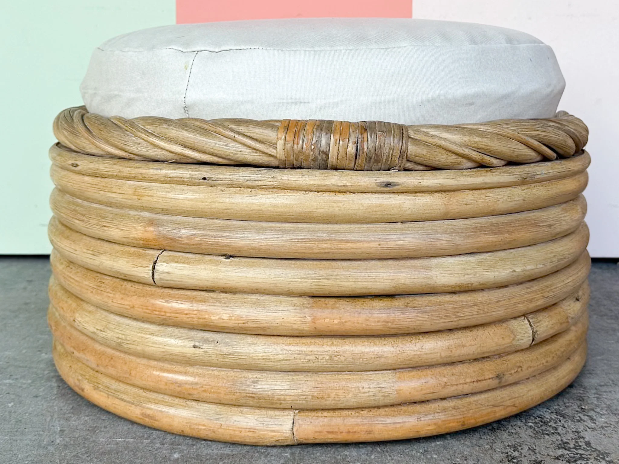 Stacked Rattan Ottoman - Image 5