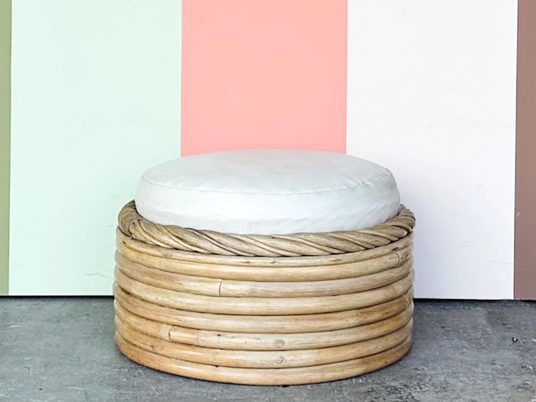 Stacked Rattan Ottoman - Image 6