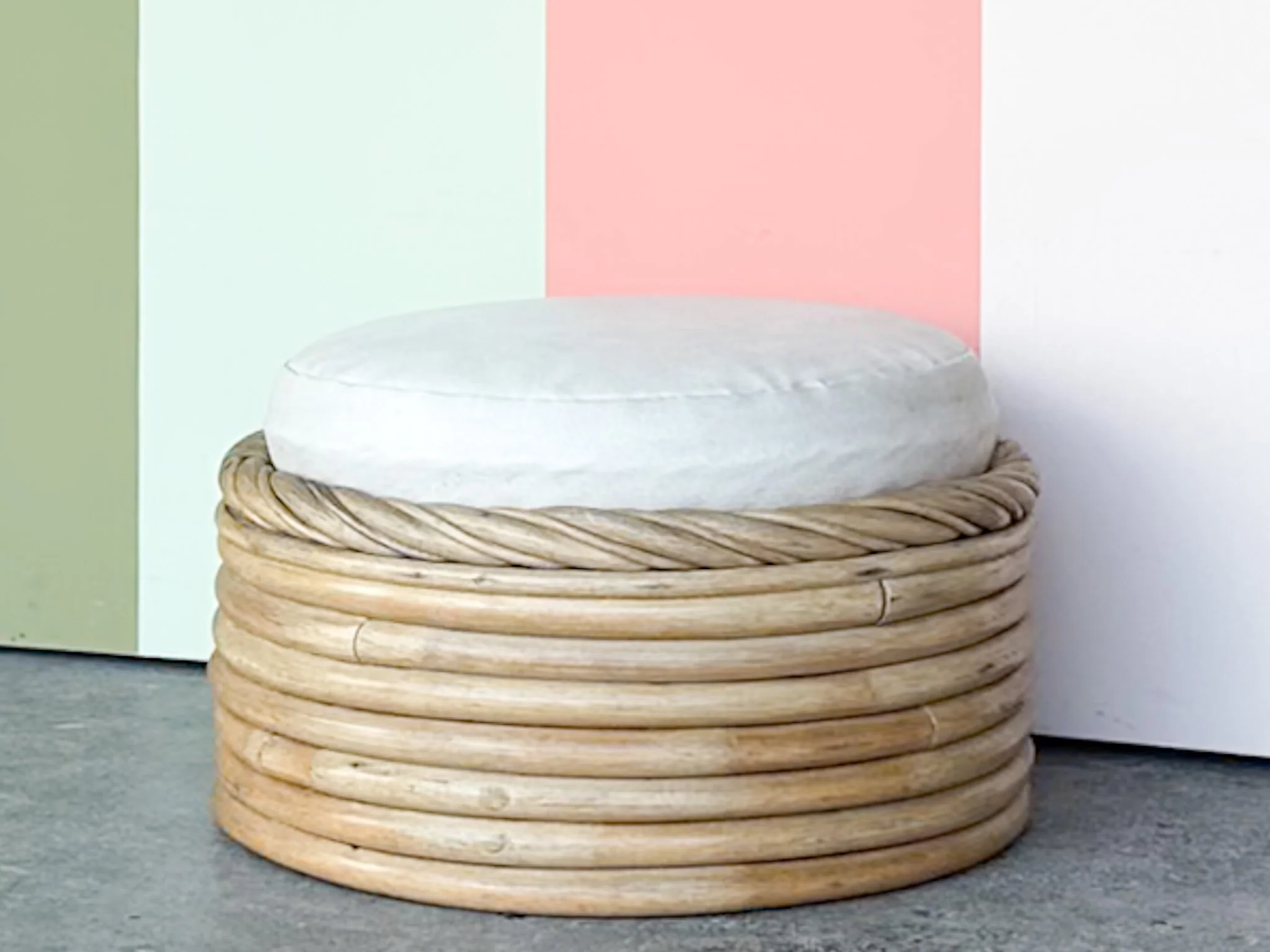 Stacked Rattan Ottoman - Image 7