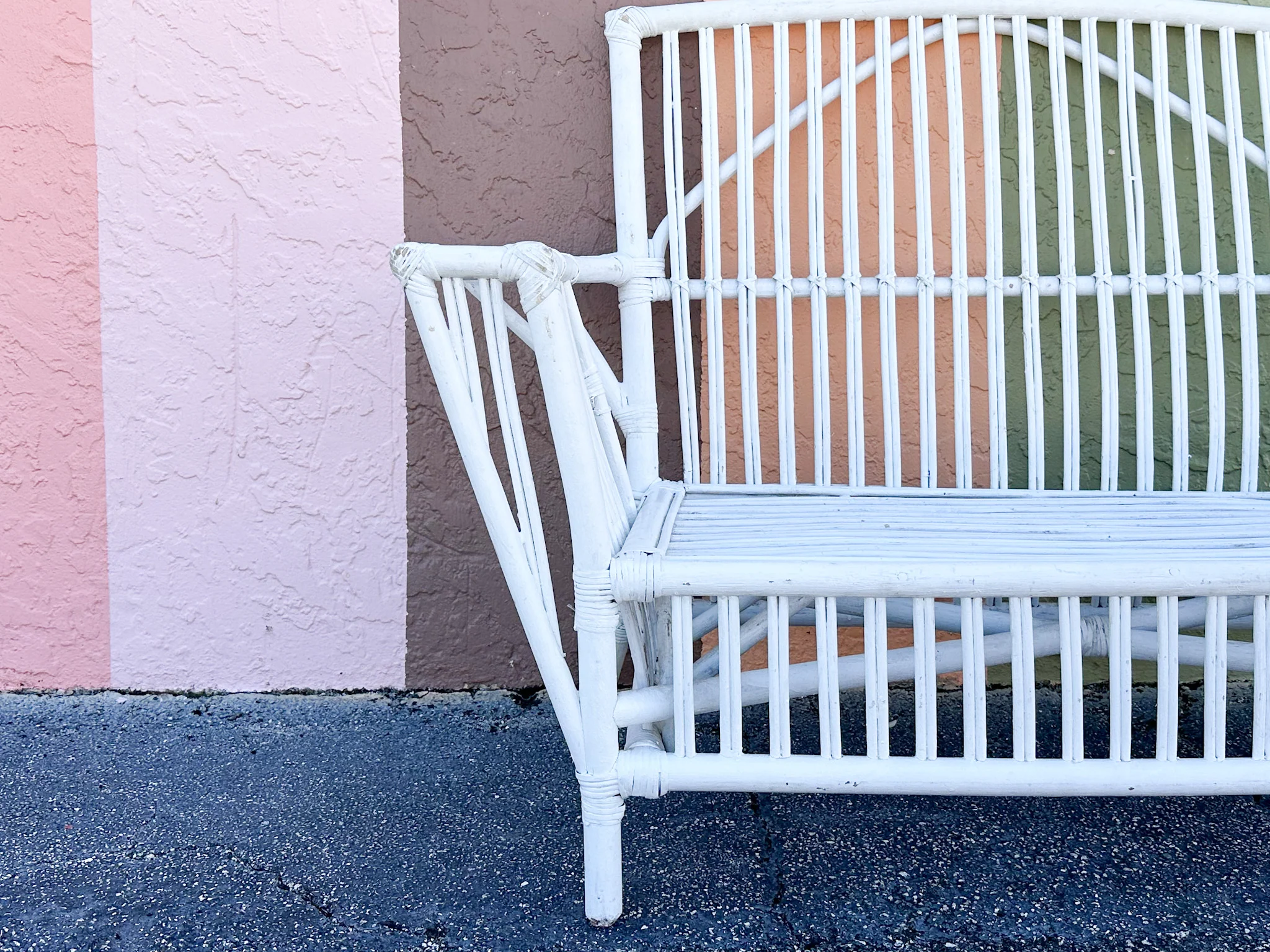 Stick Wicker Painted Loveseat - Image 13
