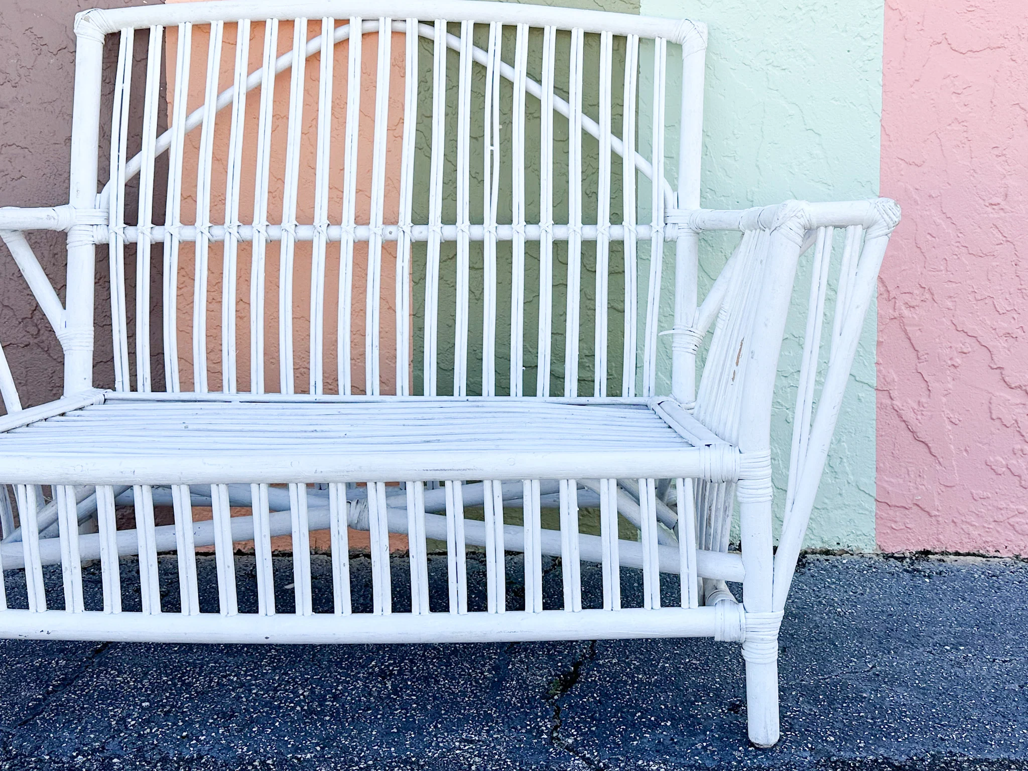 Stick Wicker Painted Loveseat - Image 14