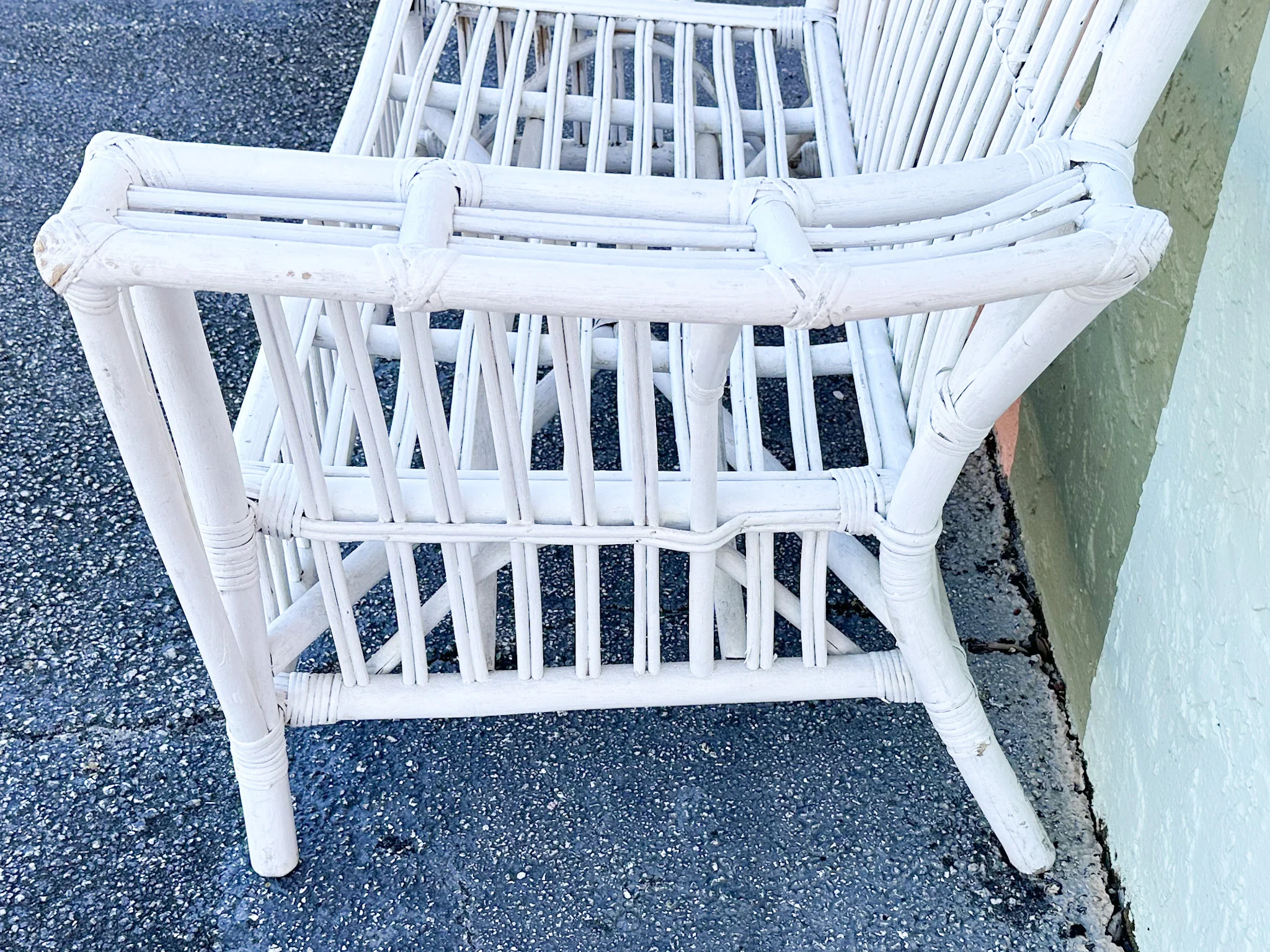 Stick Wicker Painted Loveseat - Image 15