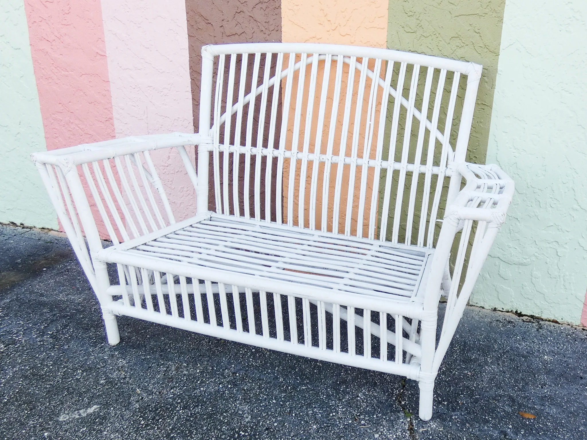 Stick Wicker Painted Loveseat - Image 3
