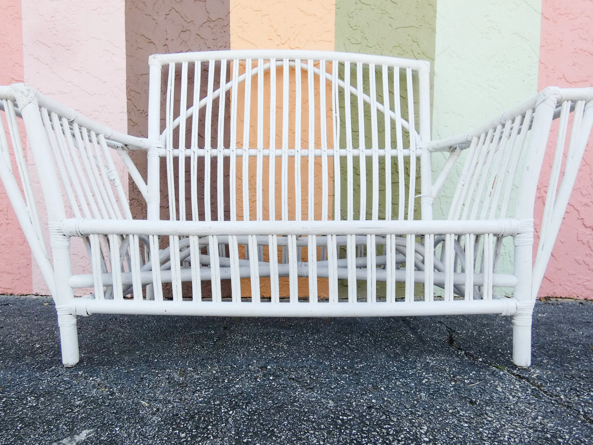 Stick Wicker Painted Loveseat - Image 6