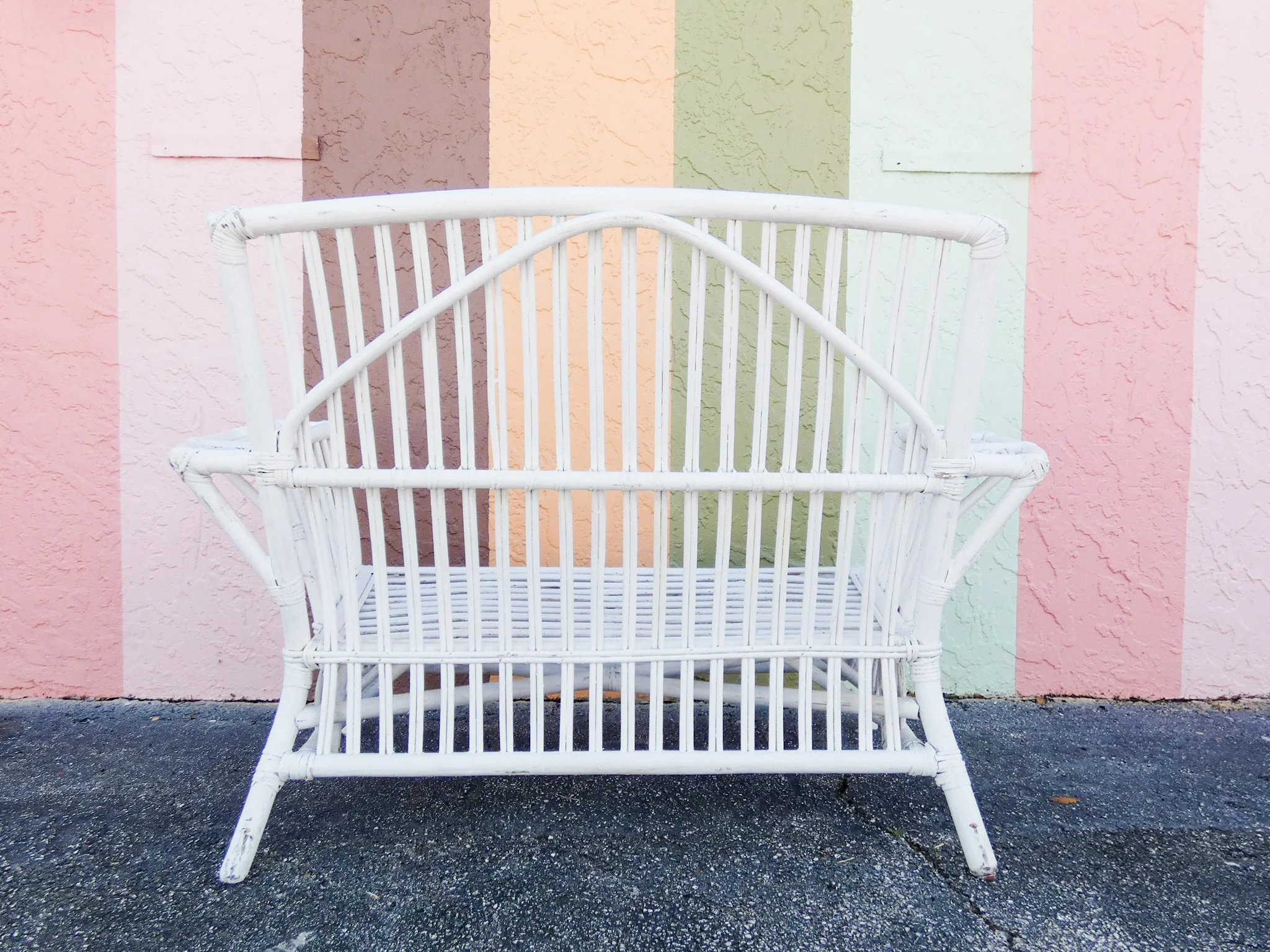 Stick Wicker Painted Loveseat - Image 7