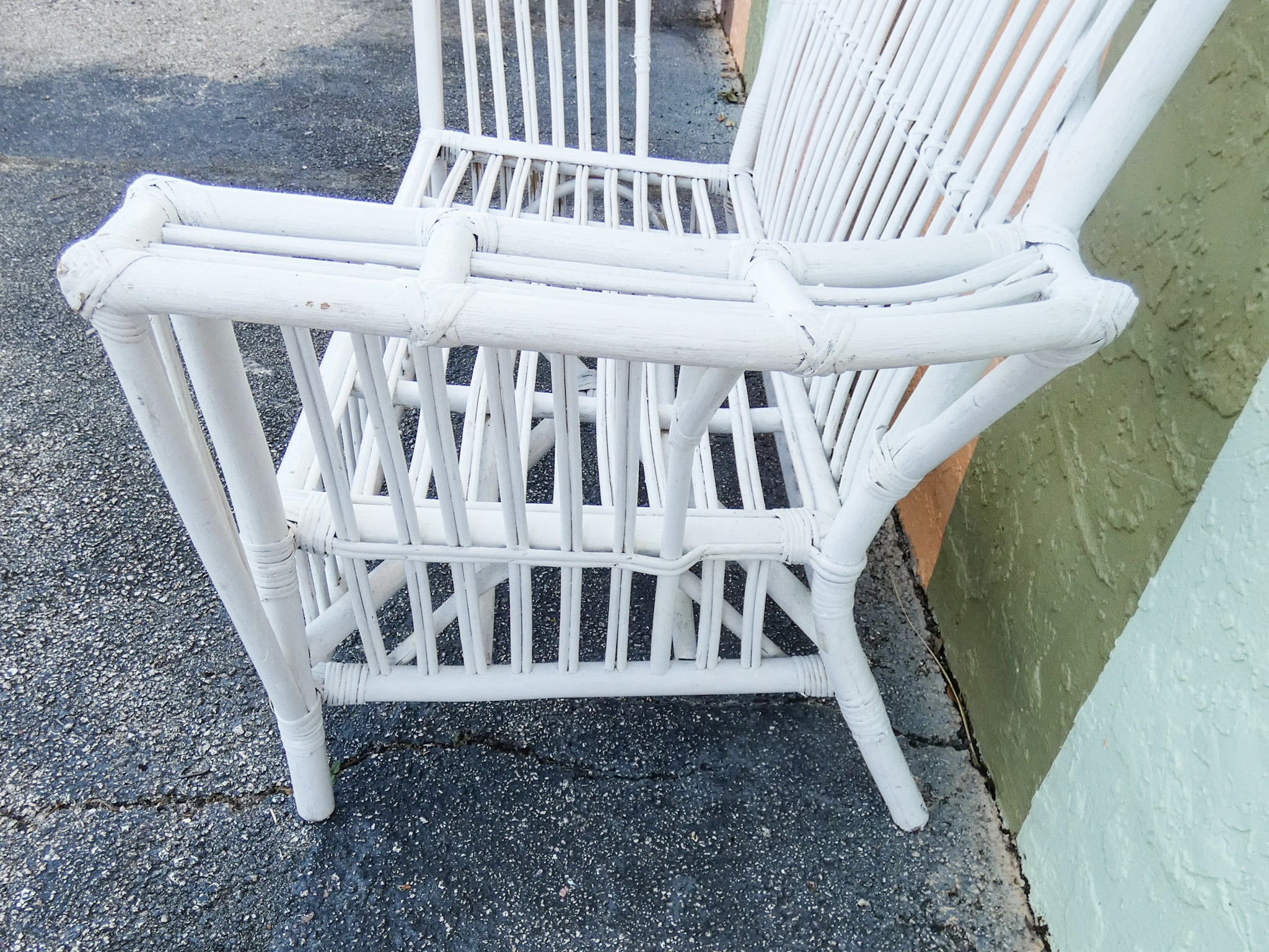 Stick Wicker Painted Loveseat - Image 8
