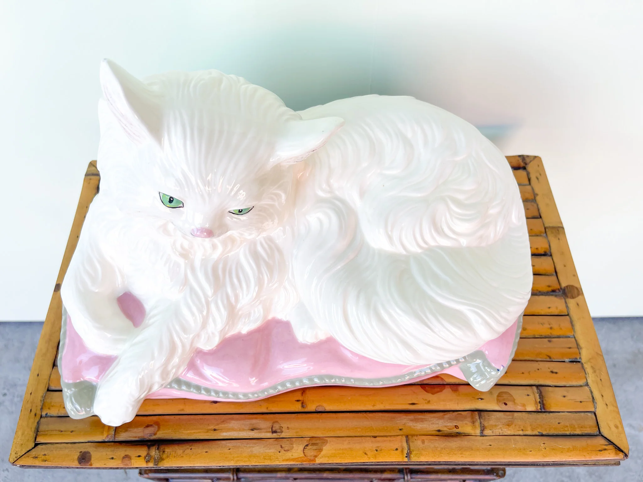 Sweet Ceramic Cat on Pillow - Image 2