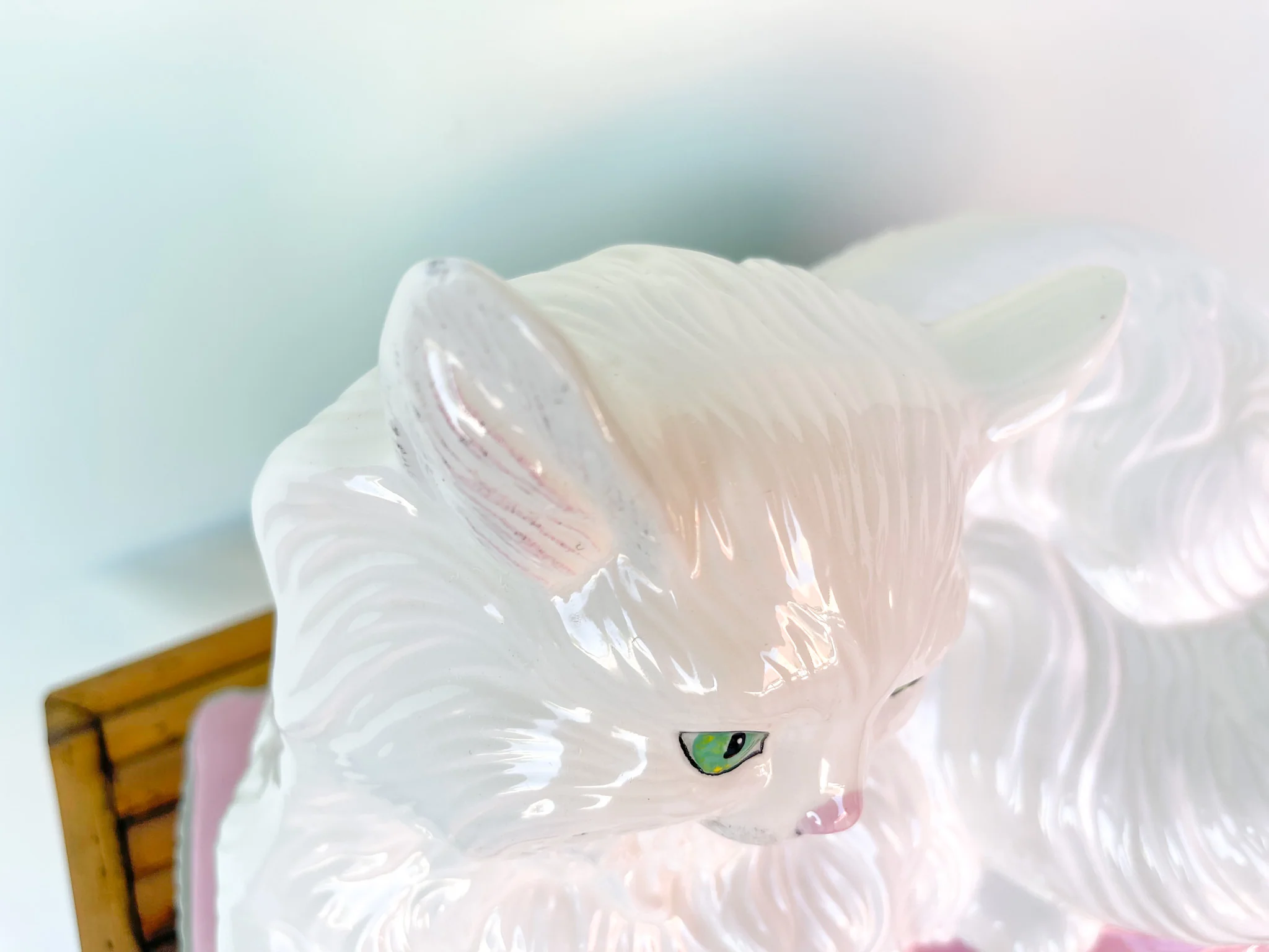 Sweet Ceramic Cat on Pillow - Image 3