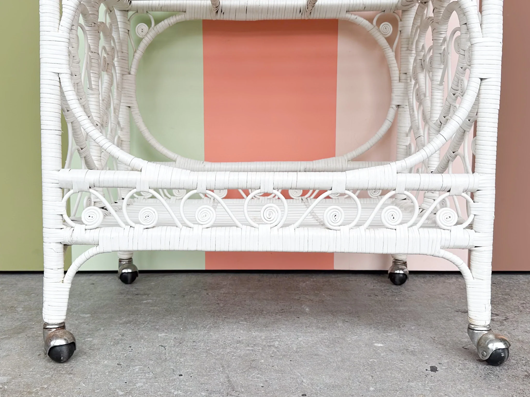 Sweet Fiddlehead Wicker Bar Cart - Image 5
