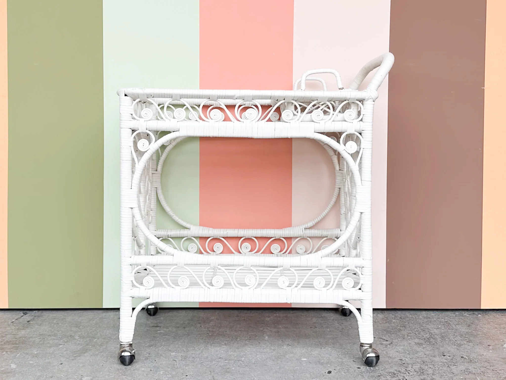 Sweet Fiddlehead Wicker Bar Cart - Image 6