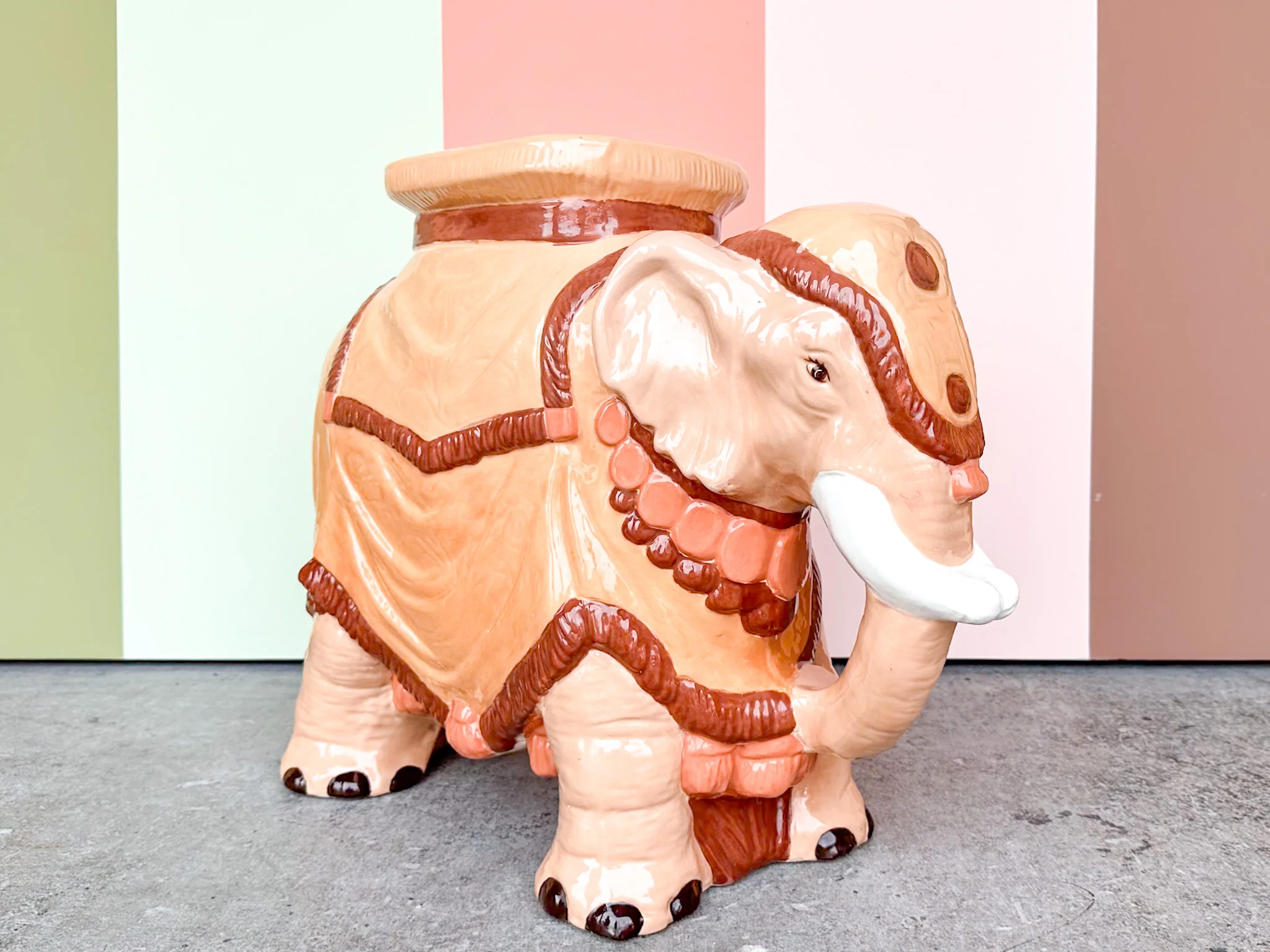 Sweet Sherbet Ceramic Elephant Garden Seat - Image 3
