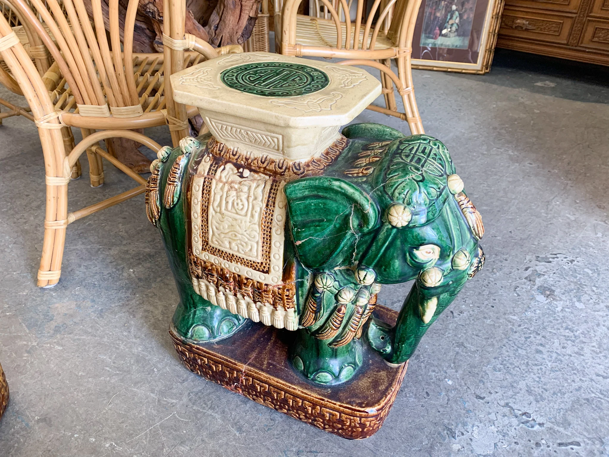 Pair of Glorious Green Elephant Garden Stools - Image 2