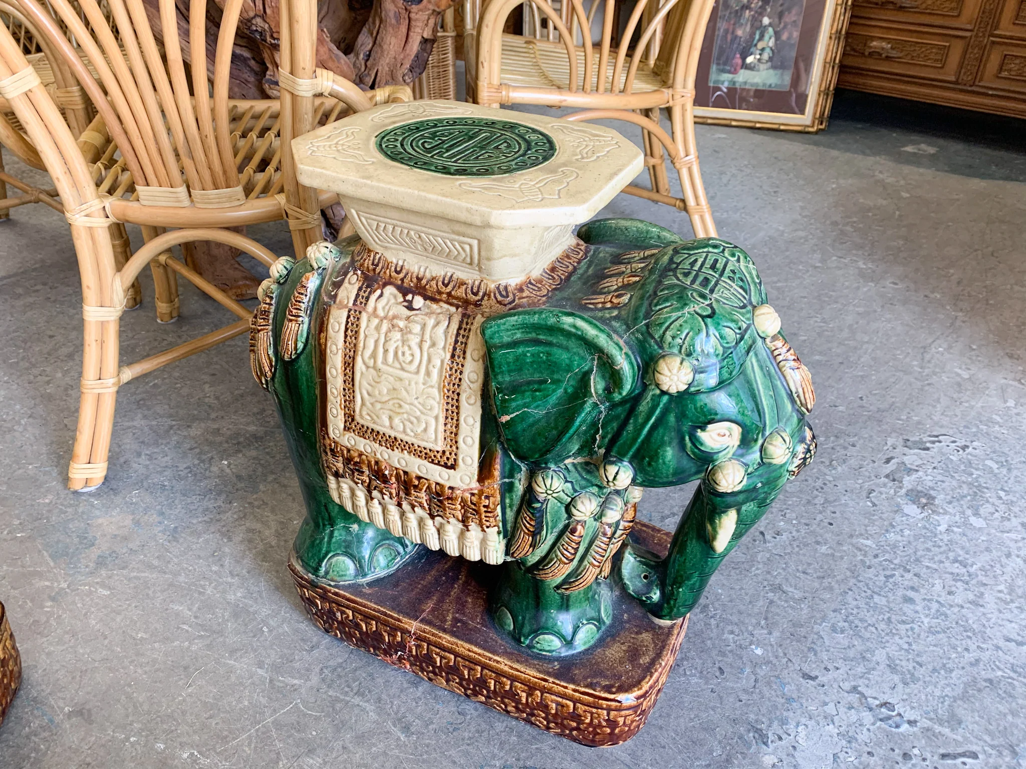 Pair of Glorious Green Elephant Garden Stools - Image 3