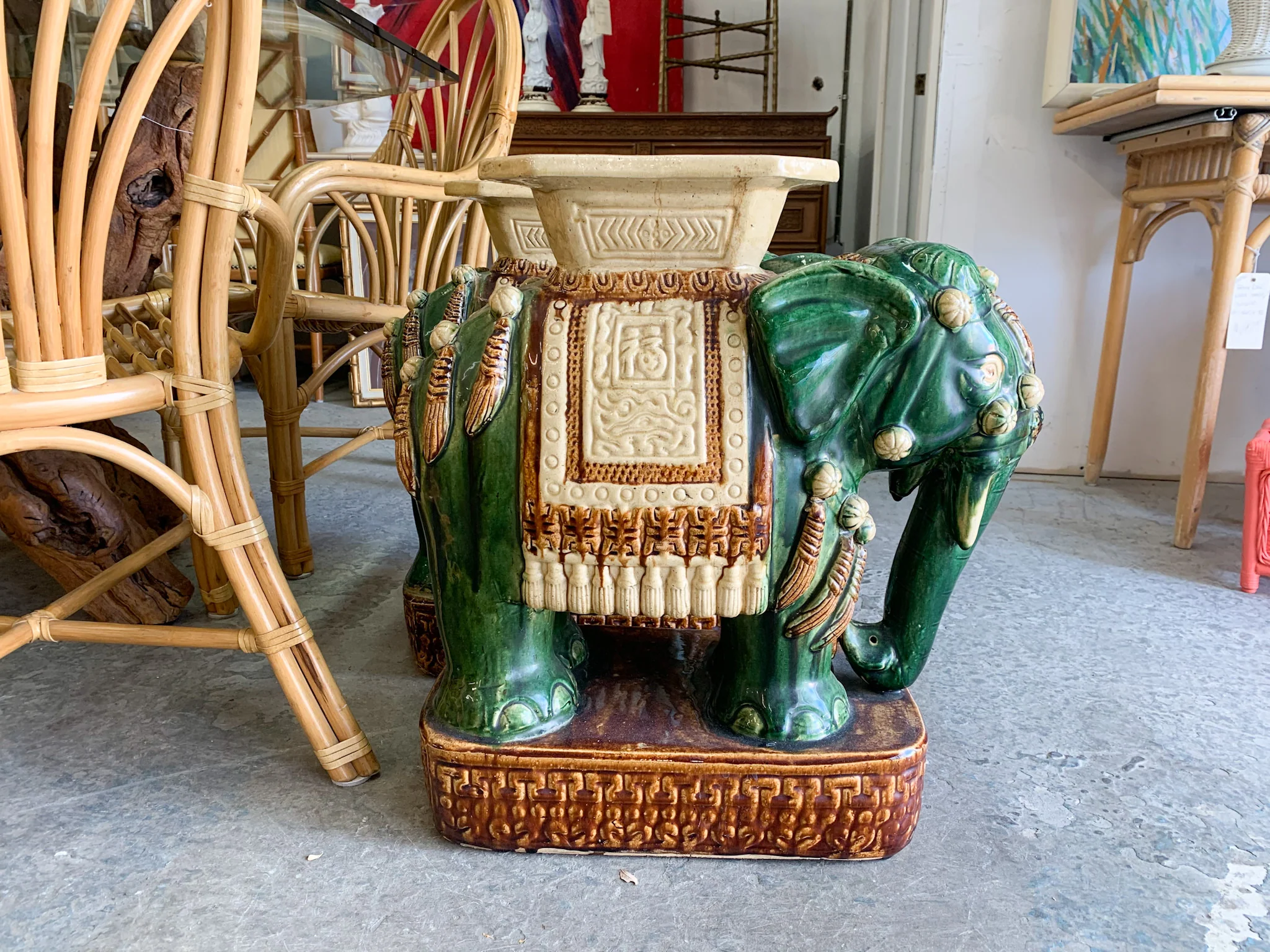 Pair of Glorious Green Elephant Garden Stools - Image 4