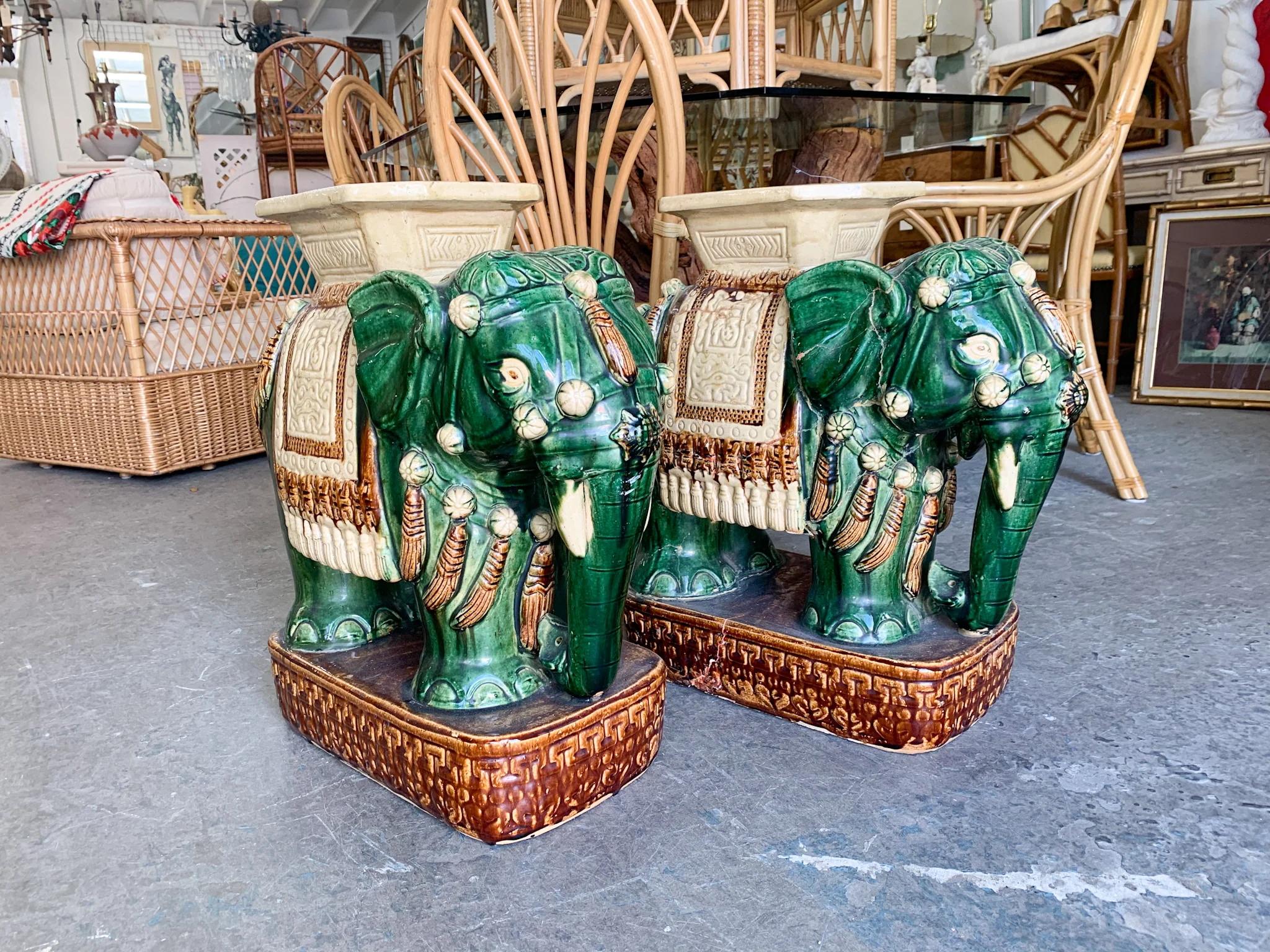 Pair of Glorious Green Elephant Garden Stools - Image 5