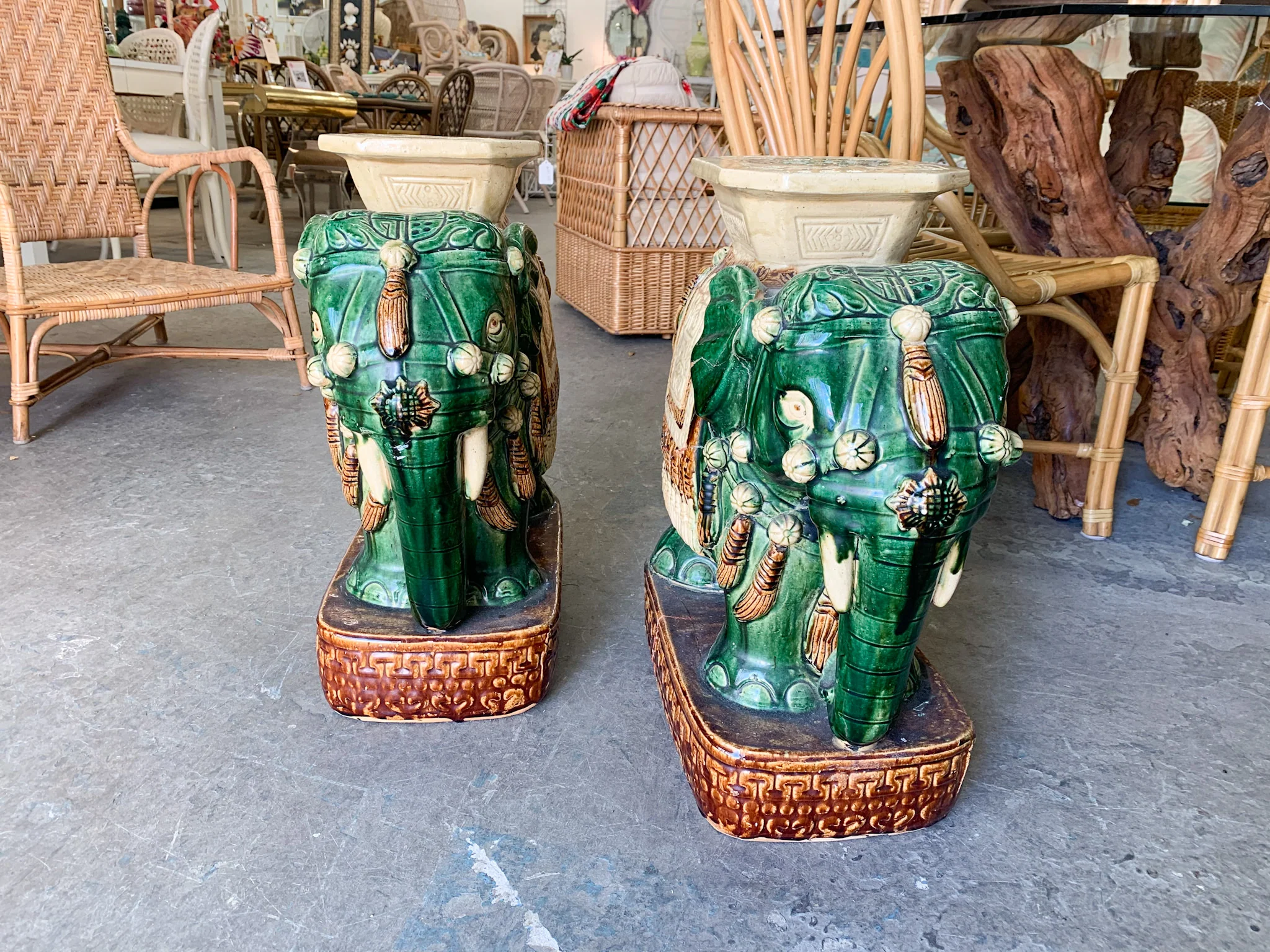 Pair of Glorious Green Elephant Garden Stools - Image 7