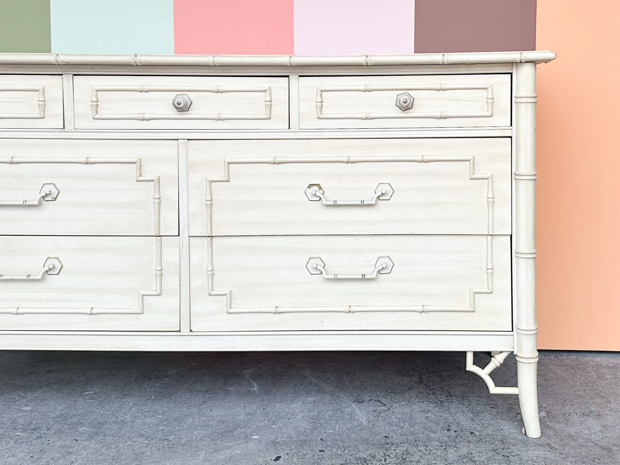 Thomasville Faux Bamboo Double Dresser - Image 3